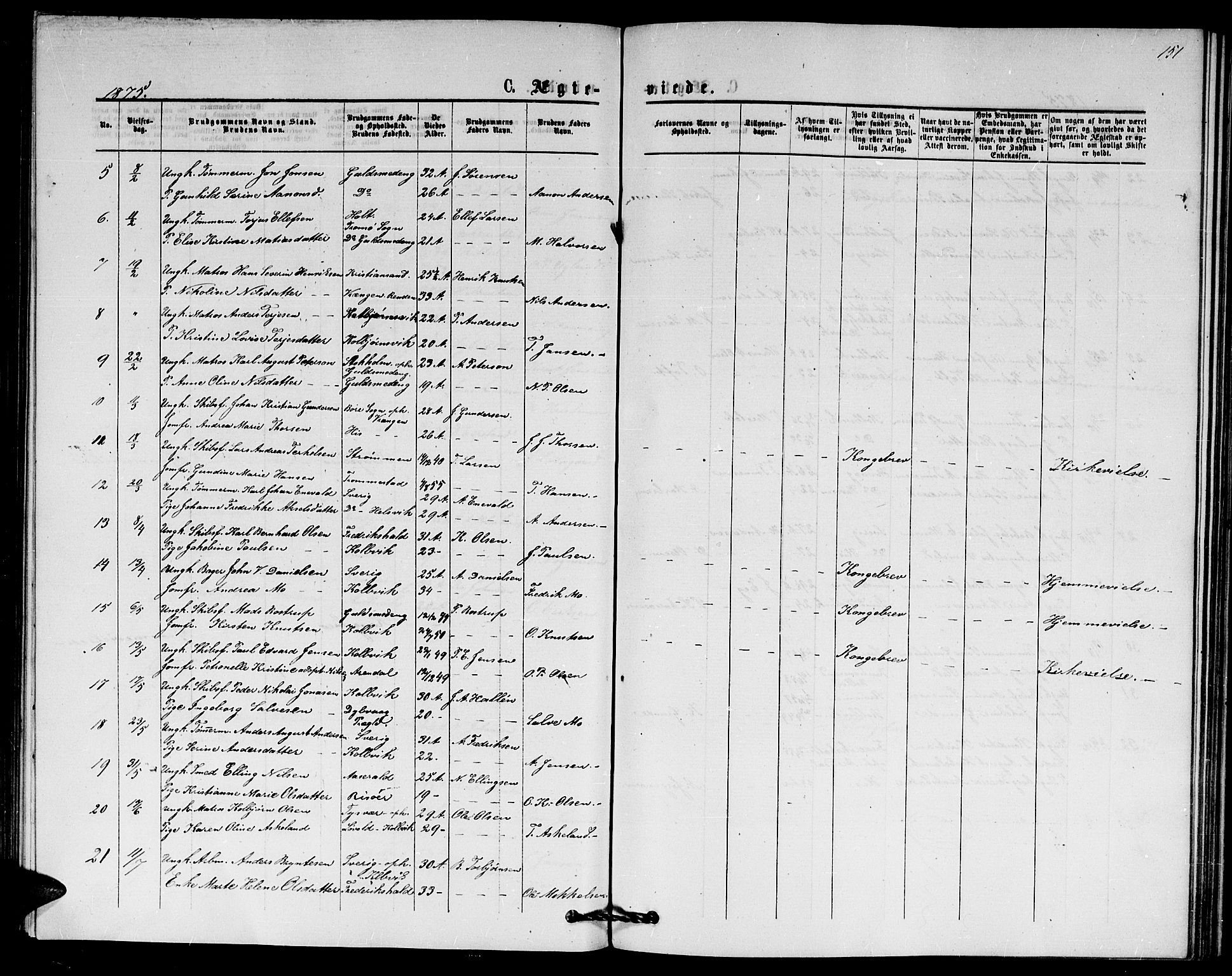 Hisøy sokneprestkontor, AV/SAK-1111-0020/F/Fb/L0002: Parish register (copy) no. B 2, 1873-1885, p. 151