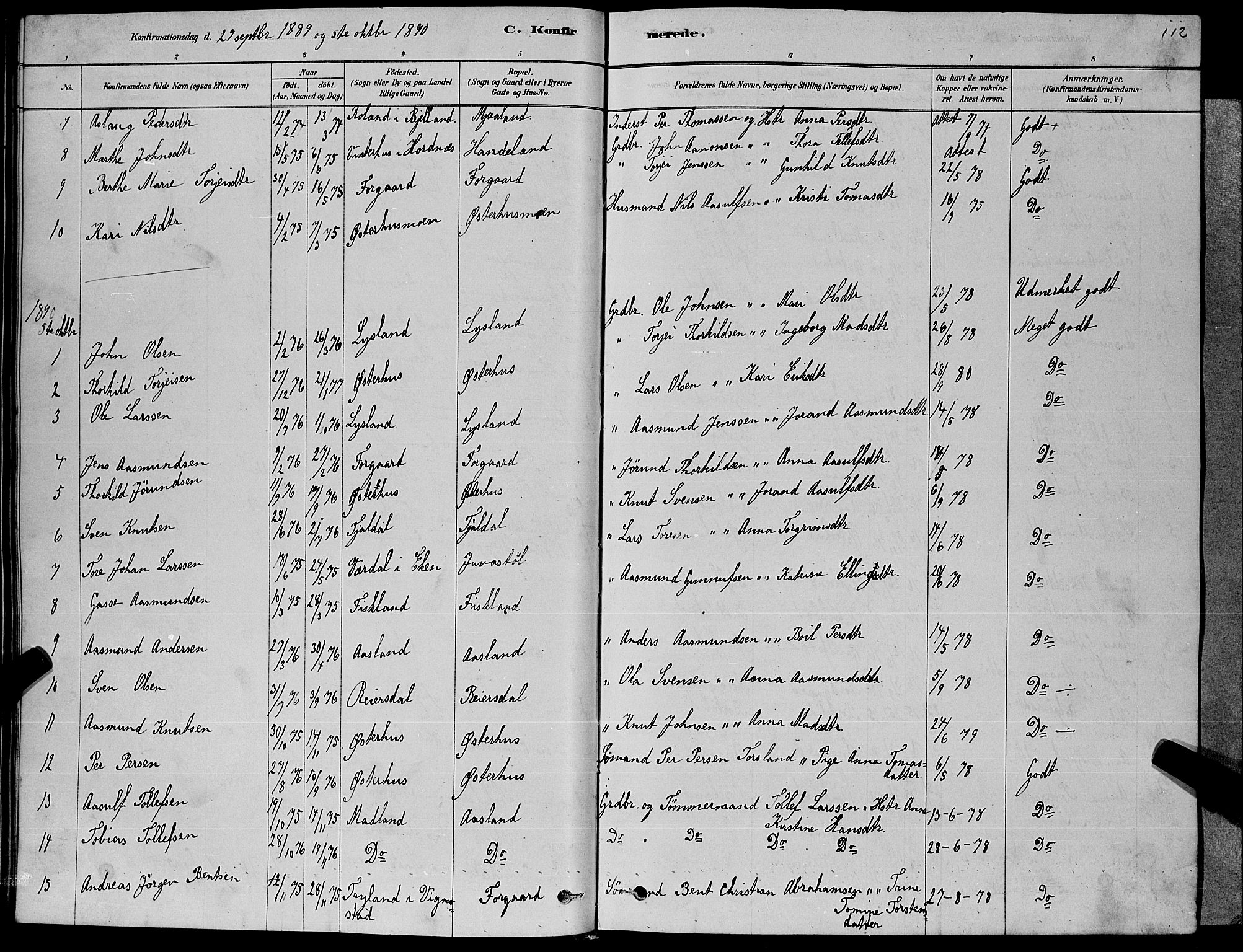 Åseral sokneprestkontor, SAK/1111-0051/F/Fb/L0002: Parish register (copy) no. B 2, 1878-1899, p. 112