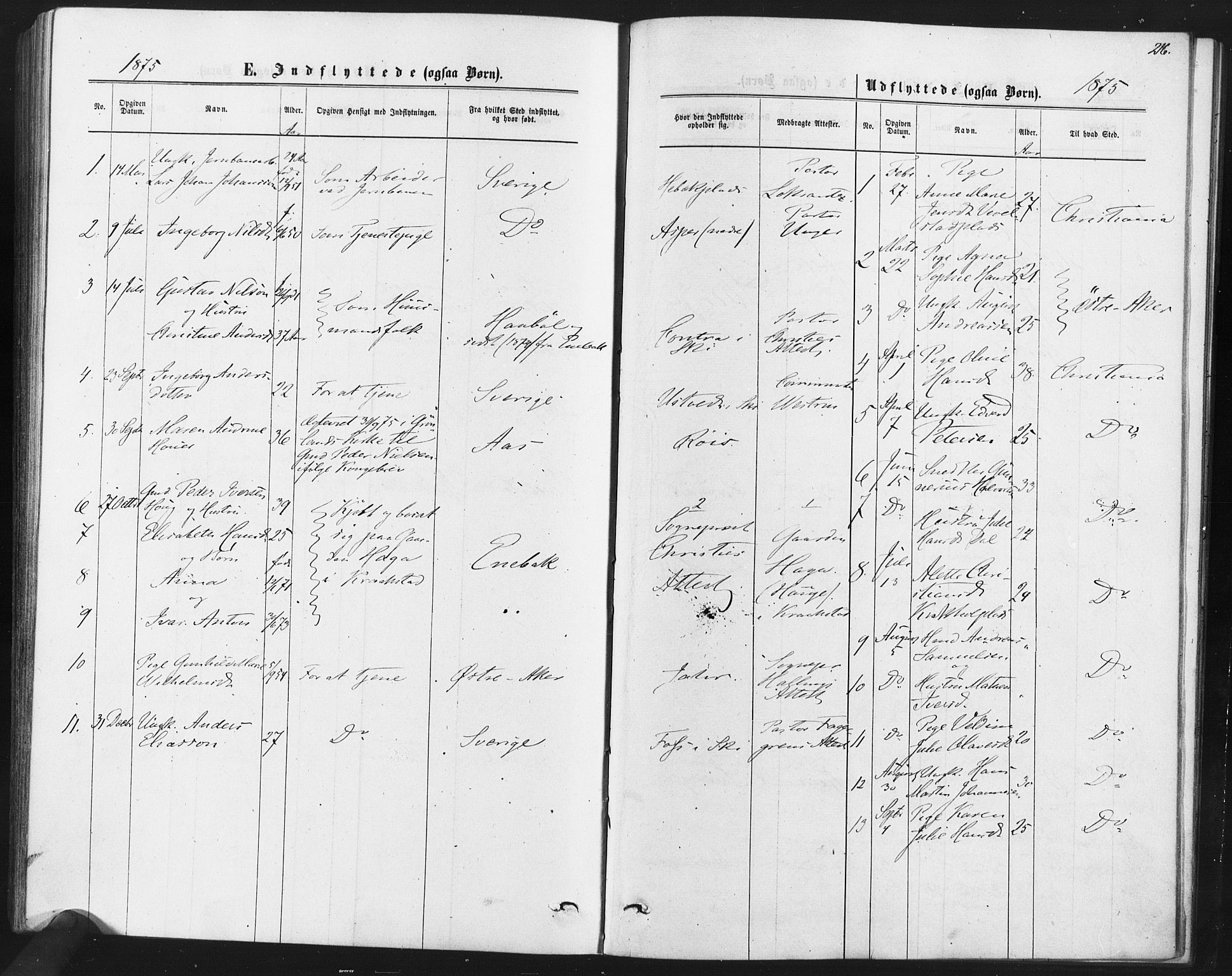 Kråkstad prestekontor Kirkebøker, AV/SAO-A-10125a/F/Fa/L0008: Parish register (official) no. I 8, 1870-1879, p. 216