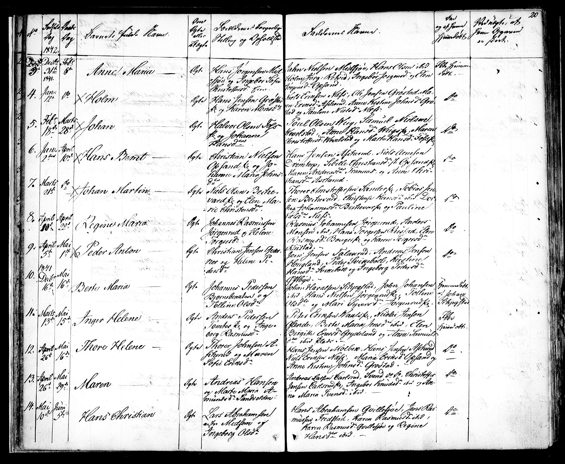Kråkstad prestekontor Kirkebøker, SAO/A-10125a/F/Fa/L0005: Parish register (official) no. I 5, 1837-1847, p. 20