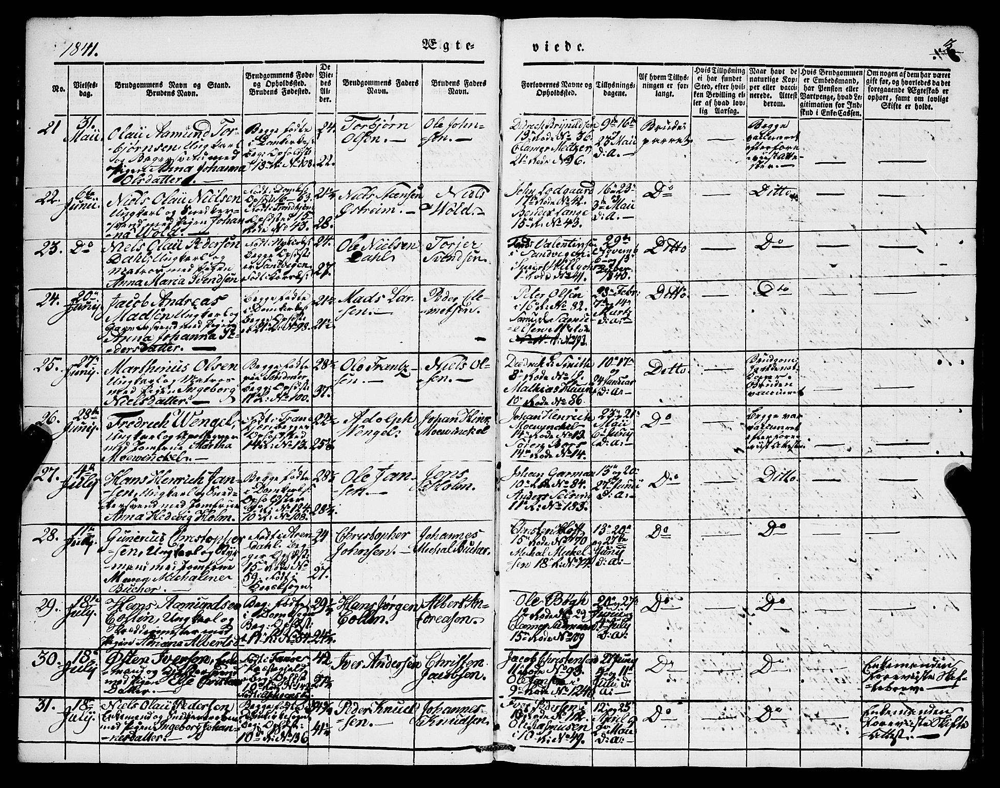 Domkirken sokneprestembete, SAB/A-74801/H/Haa/L0033: Parish register (official) no. D 1, 1841-1853, p. 3