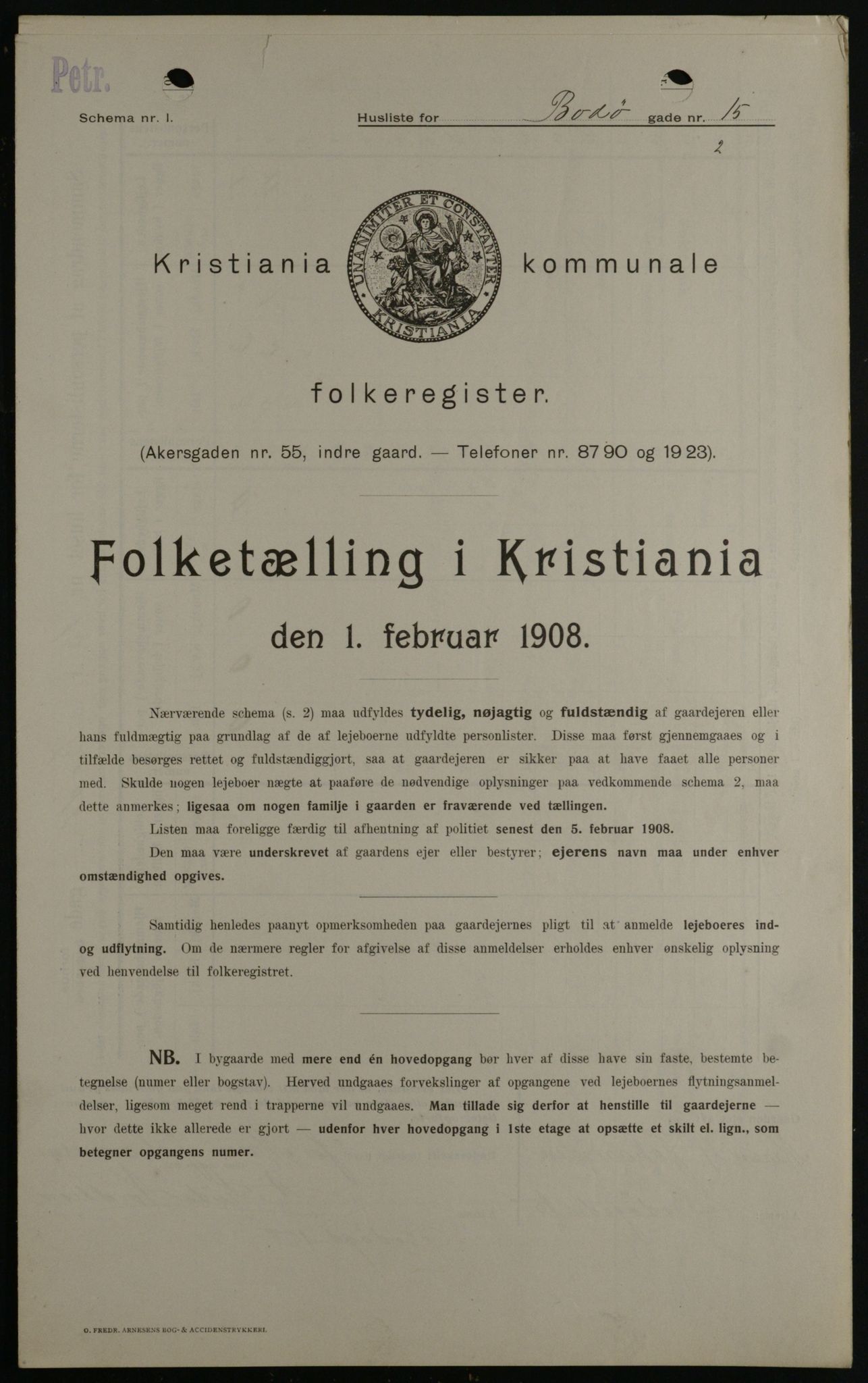 OBA, Municipal Census 1908 for Kristiania, 1908, p. 6597