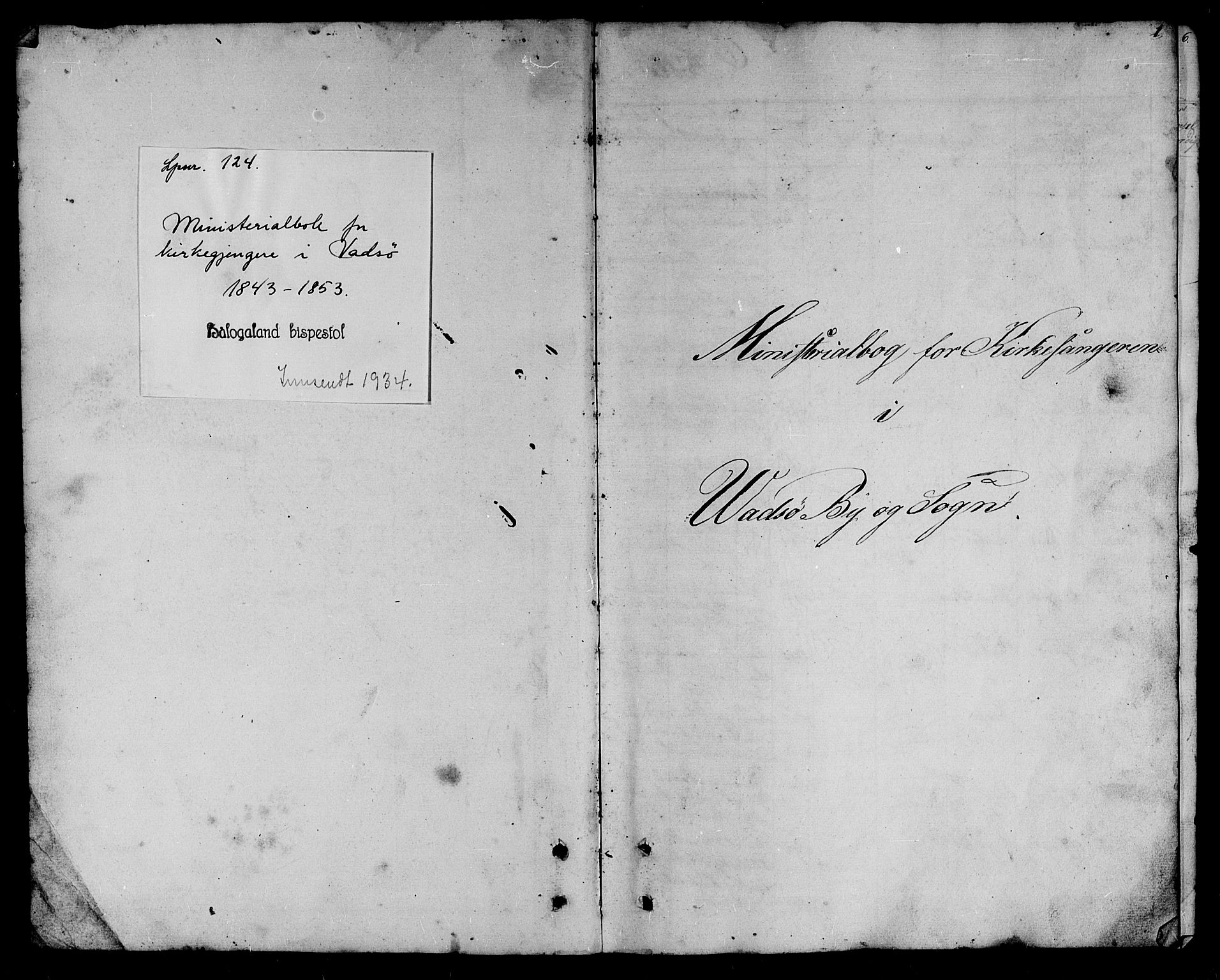 Vadsø sokneprestkontor, SATØ/S-1325/H/Hb/L0001klokker: Parish register (copy) no. 1, 1843-1853, p. 1