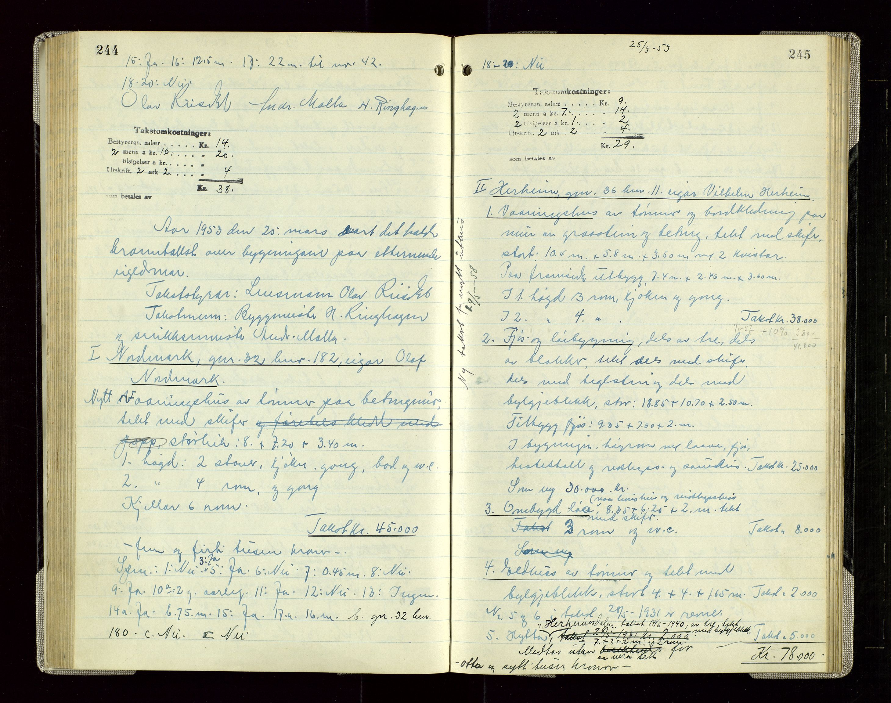 Sauda lensmannskontor, AV/SAST-A-100177/Goa/L0005: "Branntakstprotokoll for Sauda lensmannsdistrikt", 1946-1955, p. 244-245