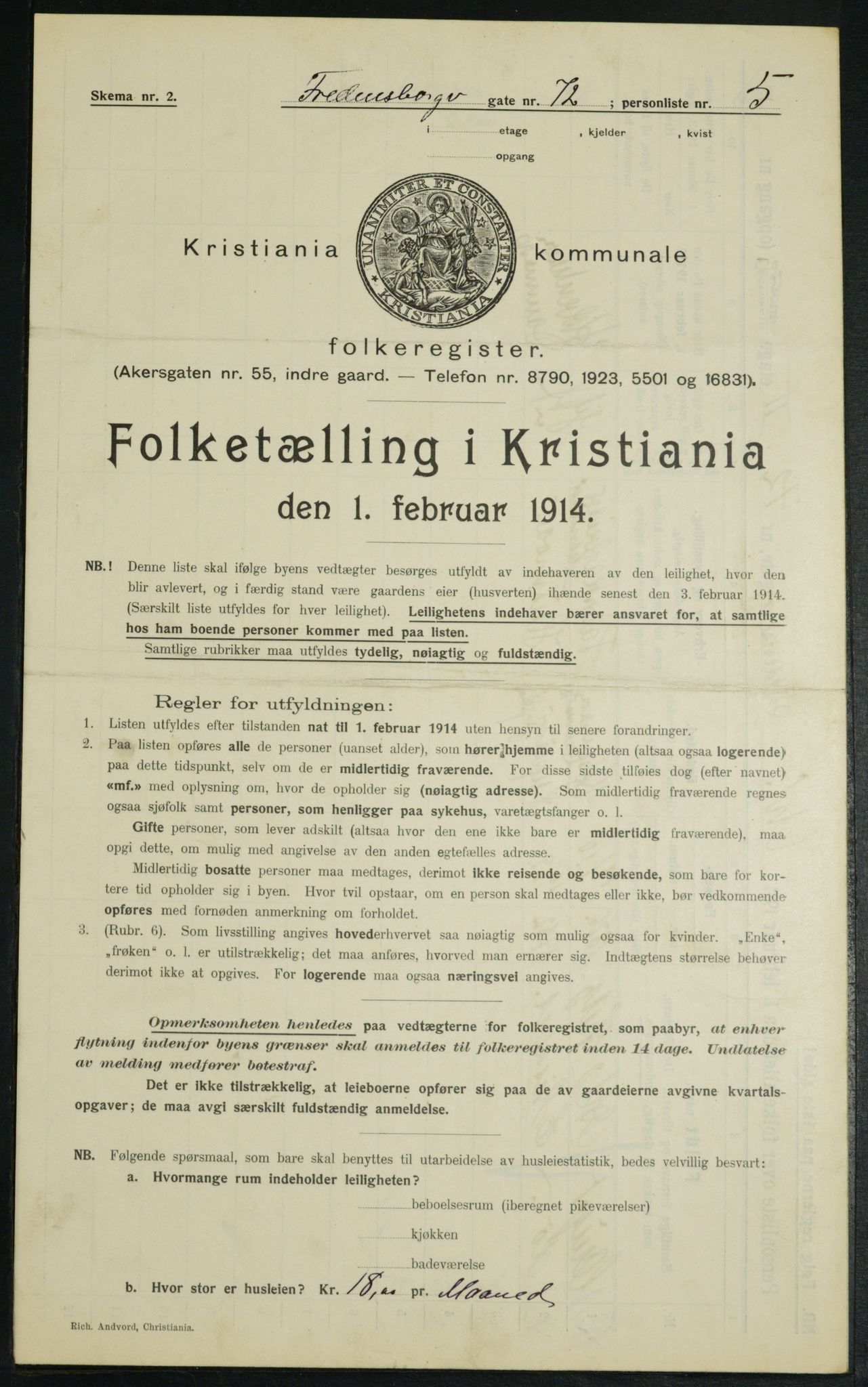 OBA, Municipal Census 1914 for Kristiania, 1914, p. 26663