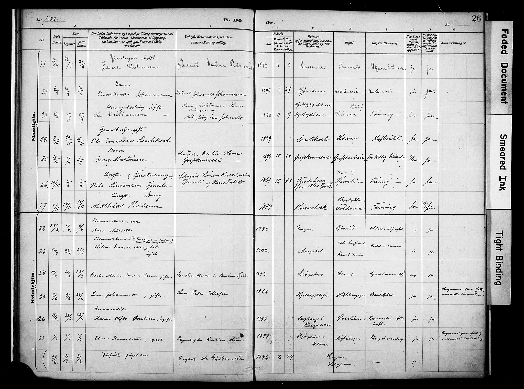 Nes prestekontor, Hedmark, SAH/PREST-020/K/Ka/L0011: Parish register (official) no. 11, 1887-1905, p. 26