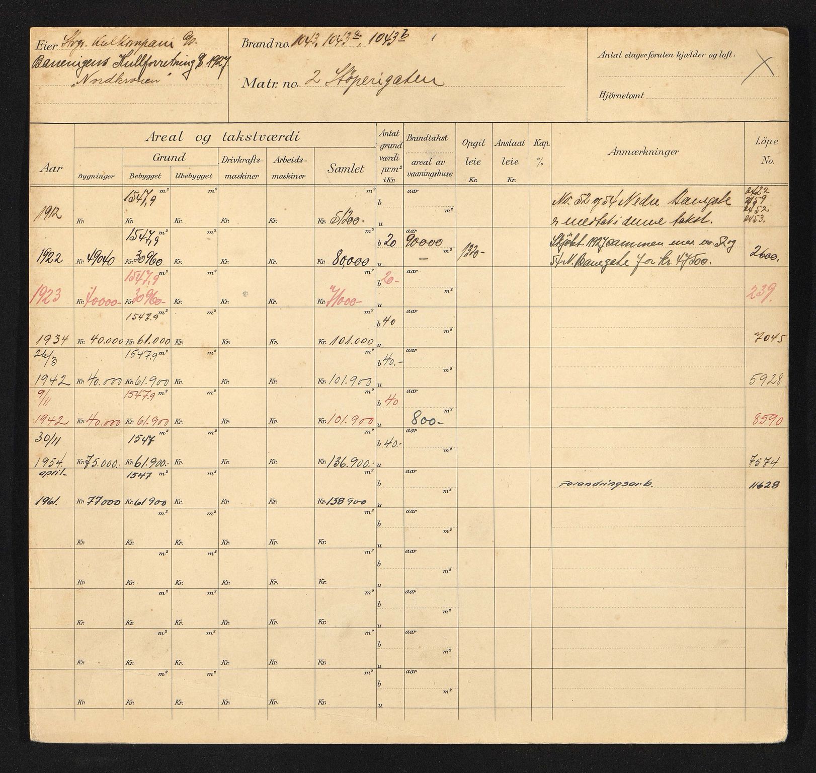 Stavanger kommune. Skattetakstvesenet, BYST/A-0440/F/Fa/Faa/L0041/0004: Skattetakstkort / Støperigata 2 - Suldalsgata 29