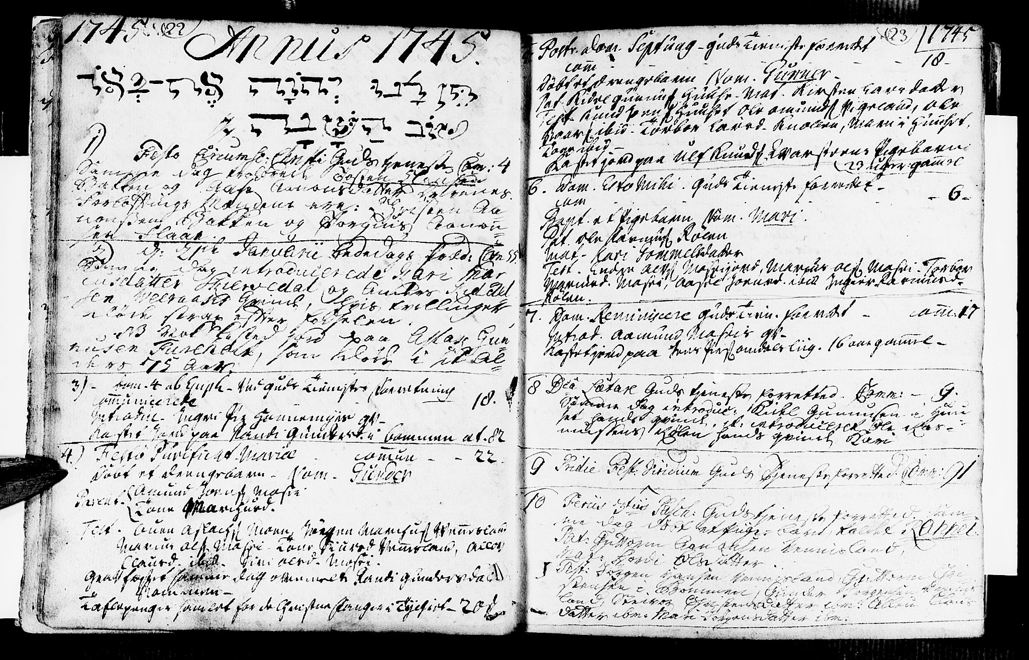 Vennesla sokneprestkontor, SAK/1111-0045/Fa/Fab/L0001: Parish register (official) no. A 1, 1741-1794, p. 22-23