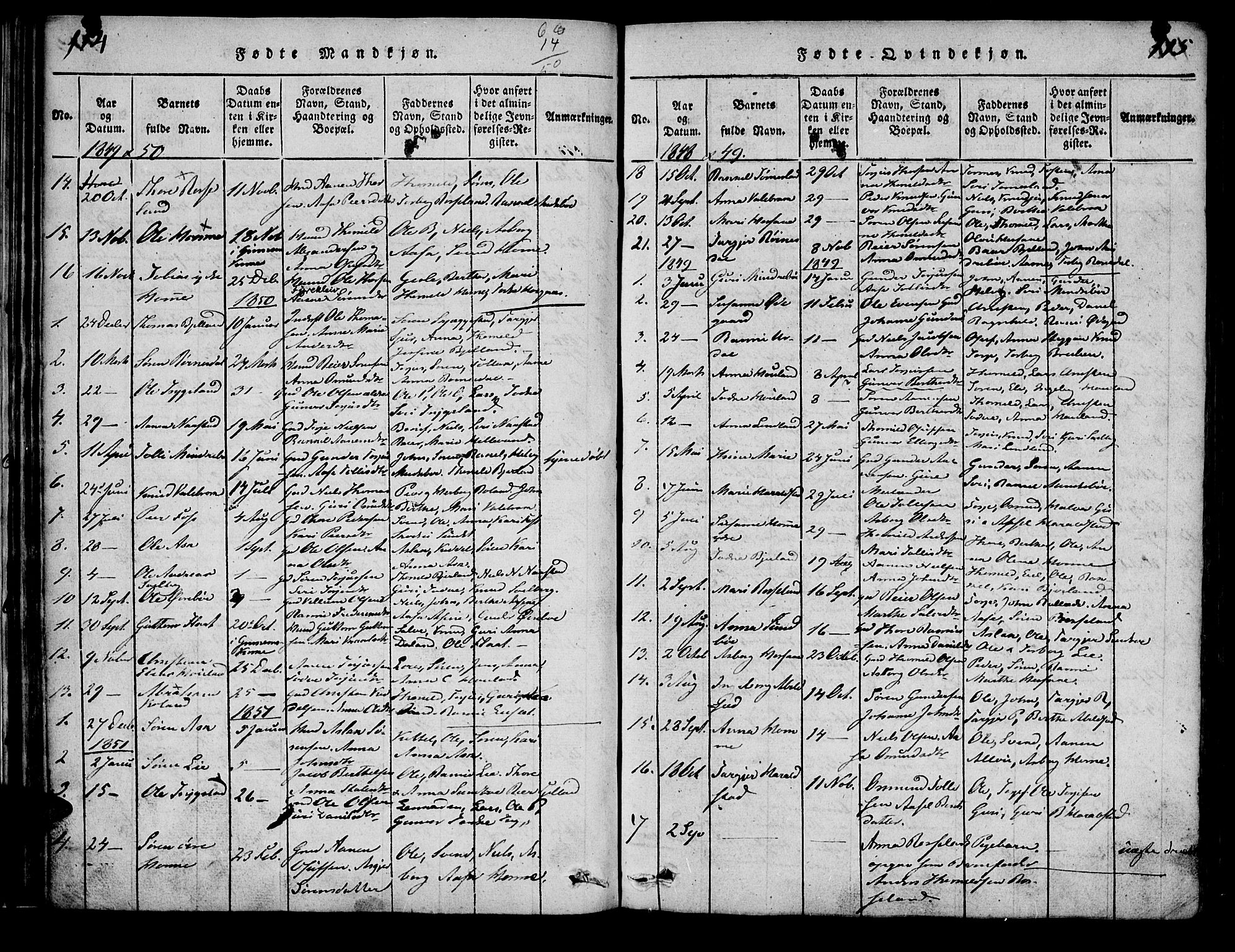 Bjelland sokneprestkontor, SAK/1111-0005/F/Fa/Faa/L0002: Parish register (official) no. A 2, 1816-1866, p. 114-115