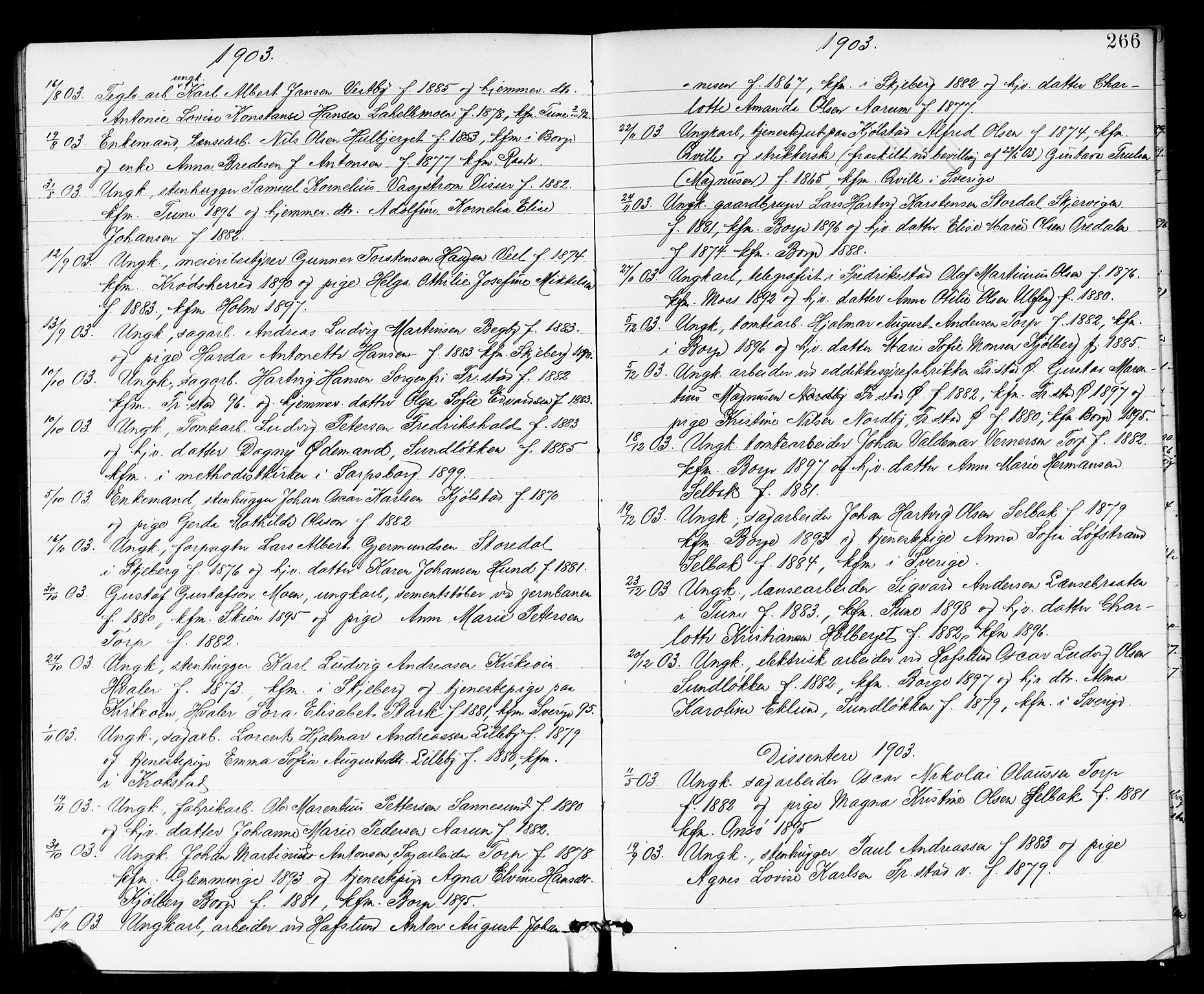 Borge prestekontor Kirkebøker, AV/SAO-A-10903/G/Ga/L0002: Parish register (copy) no. I 2, 1875-1923, p. 266
