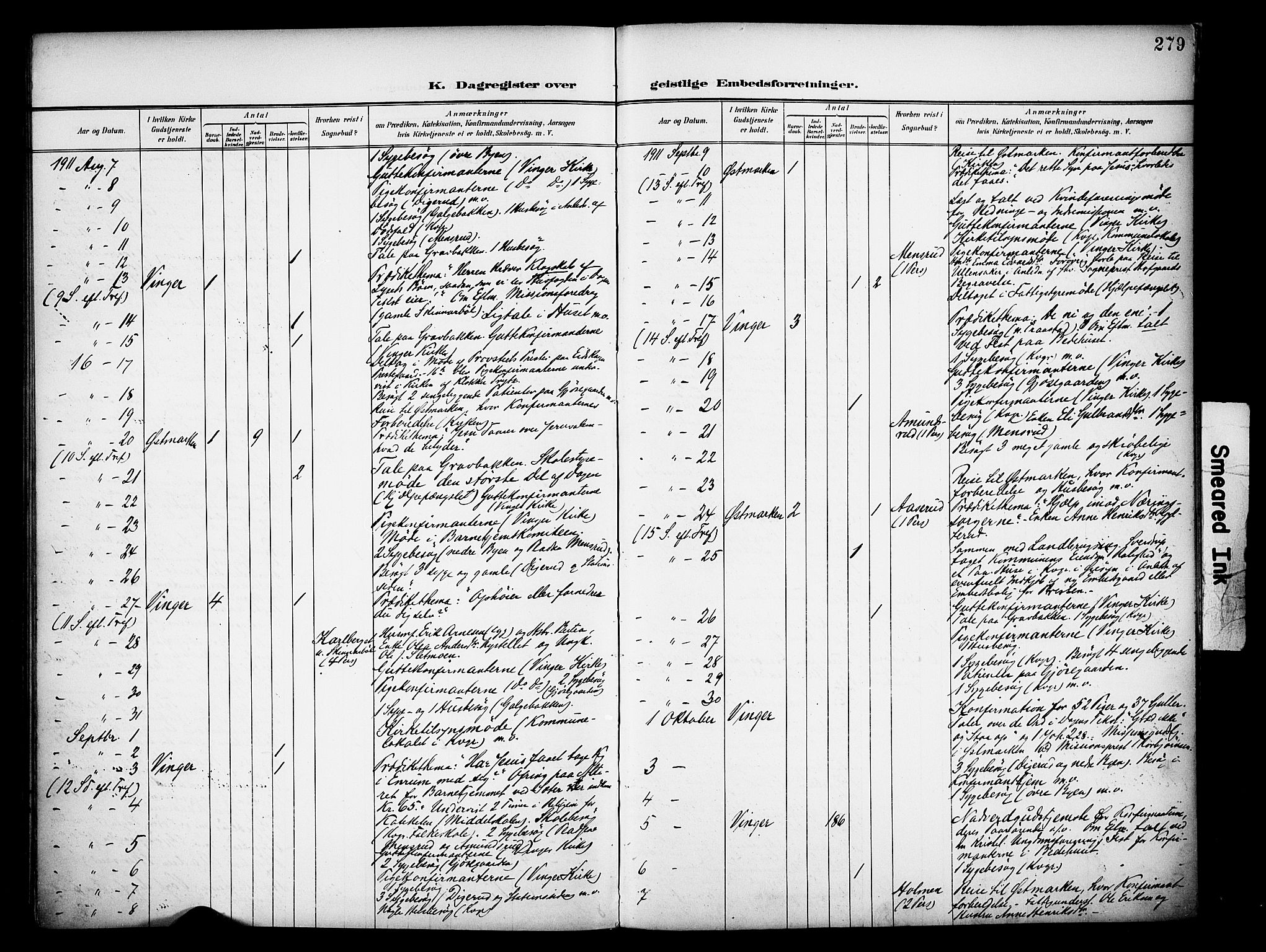 Vinger prestekontor, AV/SAH-PREST-024/H/Ha/Haa/L0016: Parish register (official) no. 16, 1898-1920, p. 279