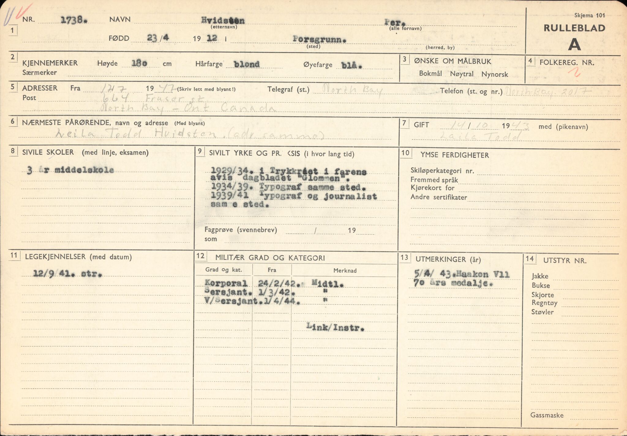 Forsvaret, Forsvarets overkommando/Luftforsvarsstaben, RA/RAFA-4079/P/Pa/L0029: Personellpapirer, 1912, p. 586