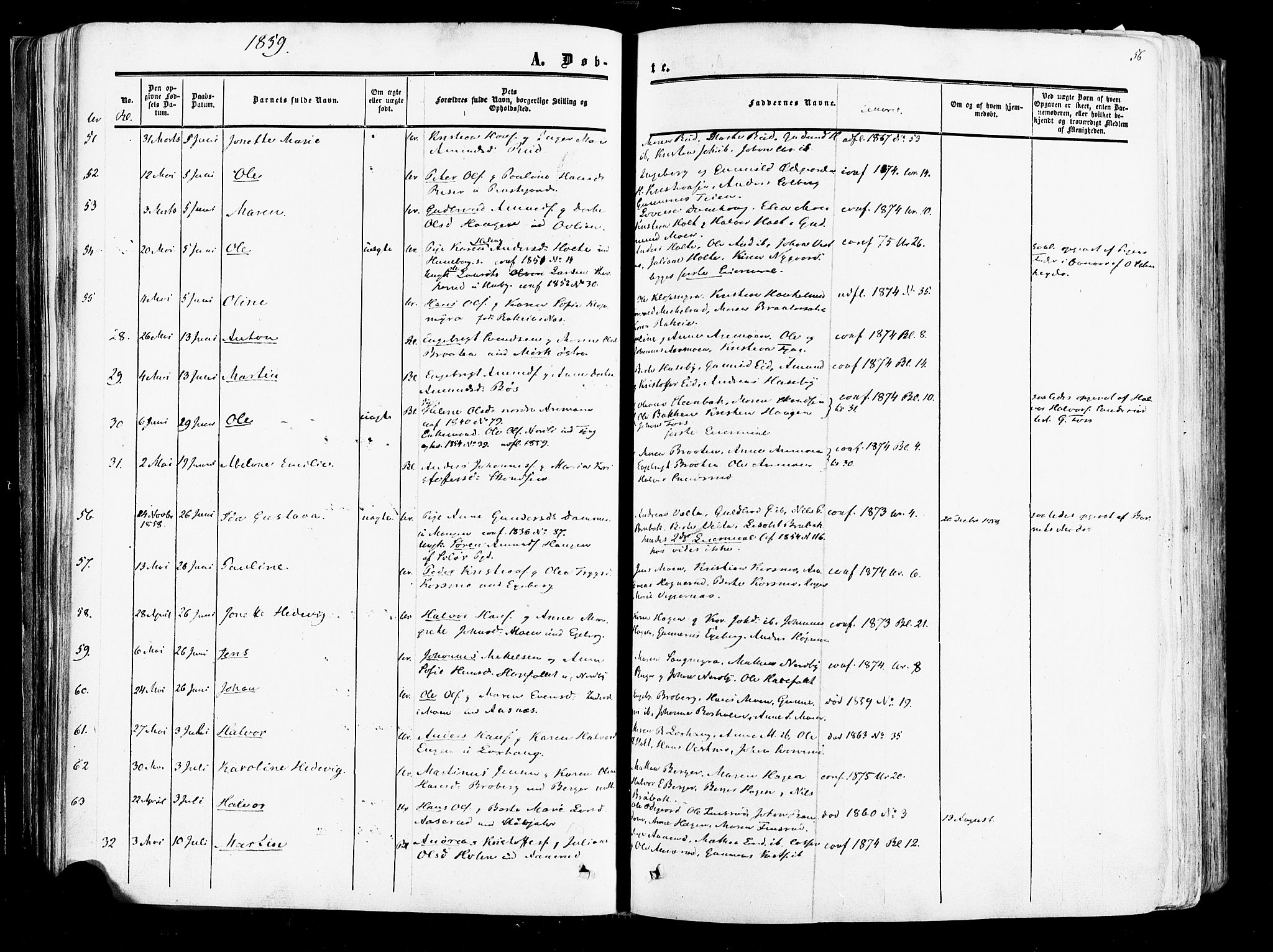 Aurskog prestekontor Kirkebøker, AV/SAO-A-10304a/F/Fa/L0007: Parish register (official) no. I 7, 1854-1877, p. 56