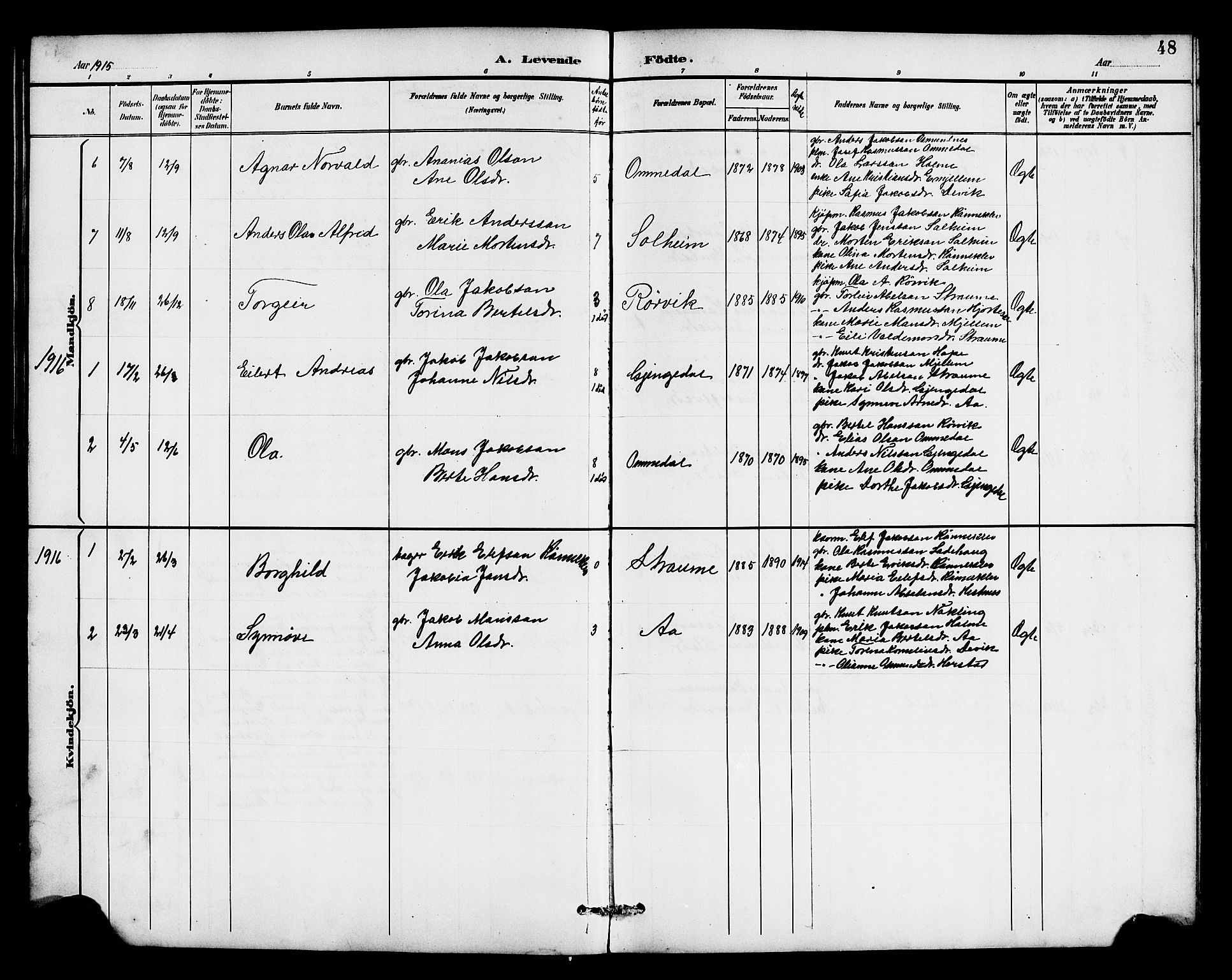 Gloppen sokneprestembete, SAB/A-80101/H/Hab/Habe/L0001: Parish register (copy) no. E 1, 1891-1917, p. 48
