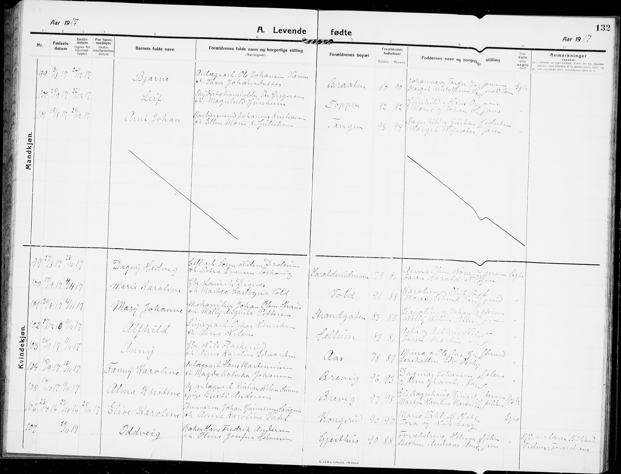 Modum kirkebøker, AV/SAKO-A-234/G/Ga/L0009: Parish register (copy) no. I 9, 1909-1923, p. 132