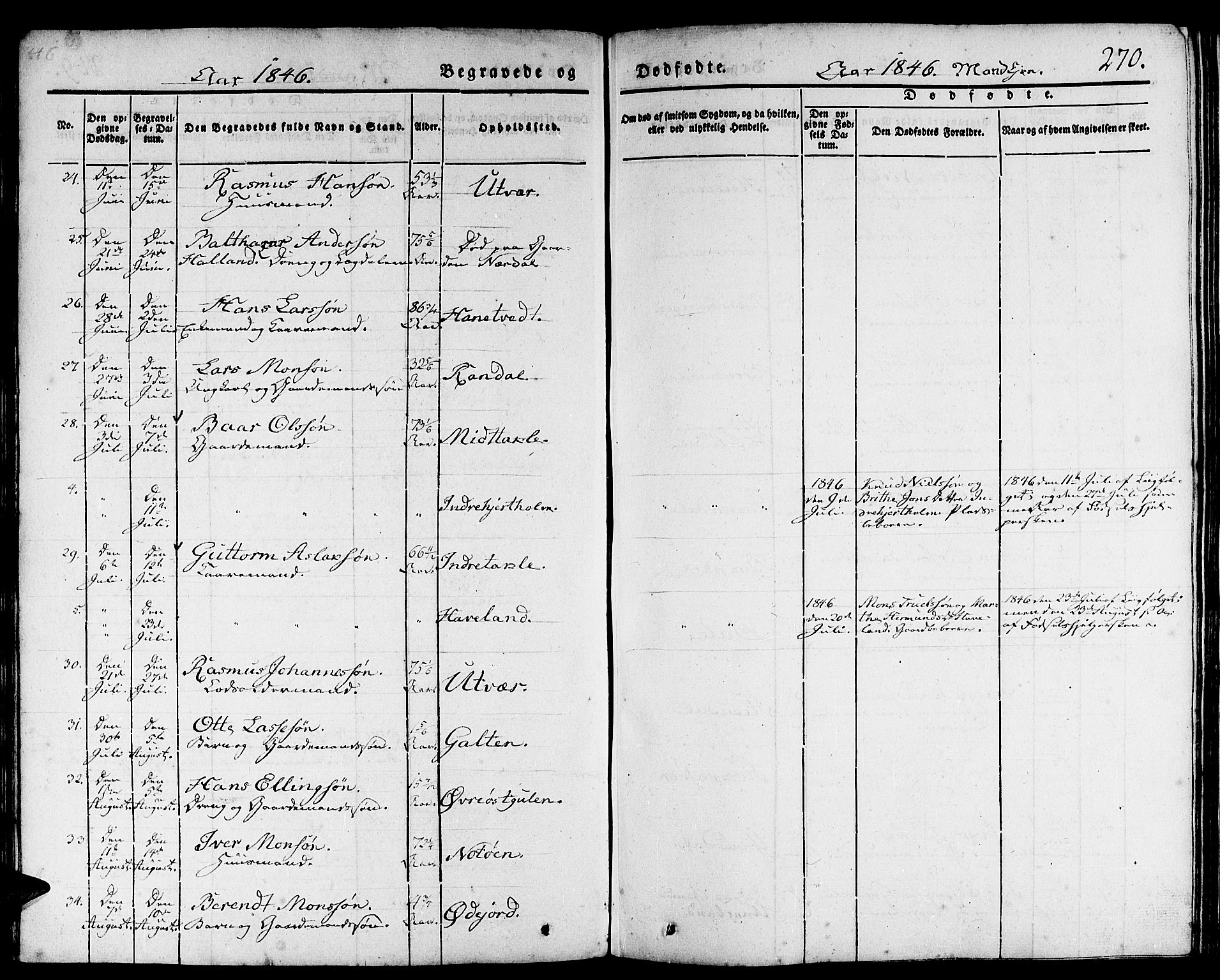 Gulen sokneprestembete, AV/SAB-A-80201/H/Haa/Haaa/L0020: Parish register (official) no. A 20, 1837-1847, p. 270