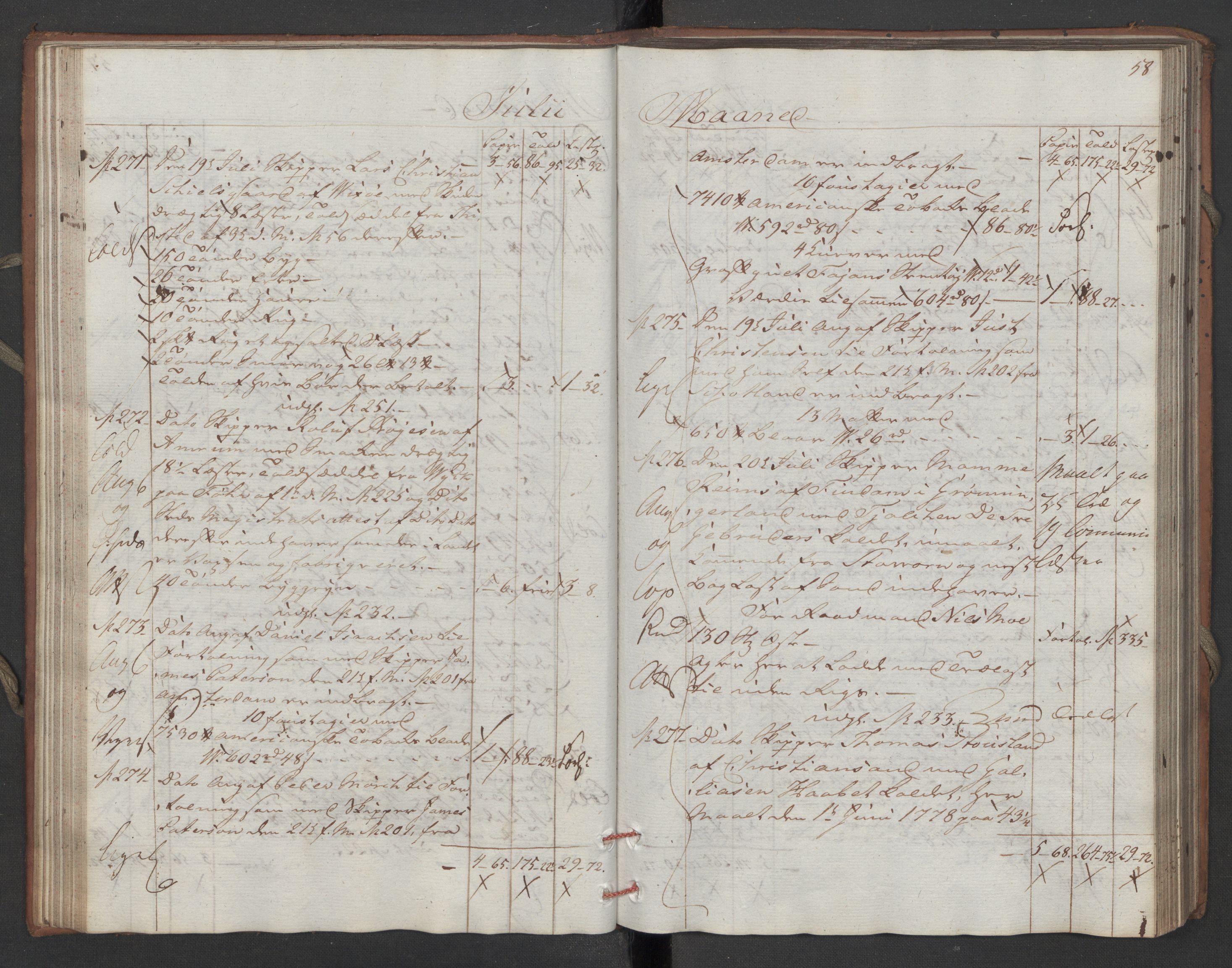 Generaltollkammeret, tollregnskaper, AV/RA-EA-5490/R16/L0111/0001: Tollregnskaper Kristiansand / Inngående hovedtollbok, 1790, p. 57b-58a