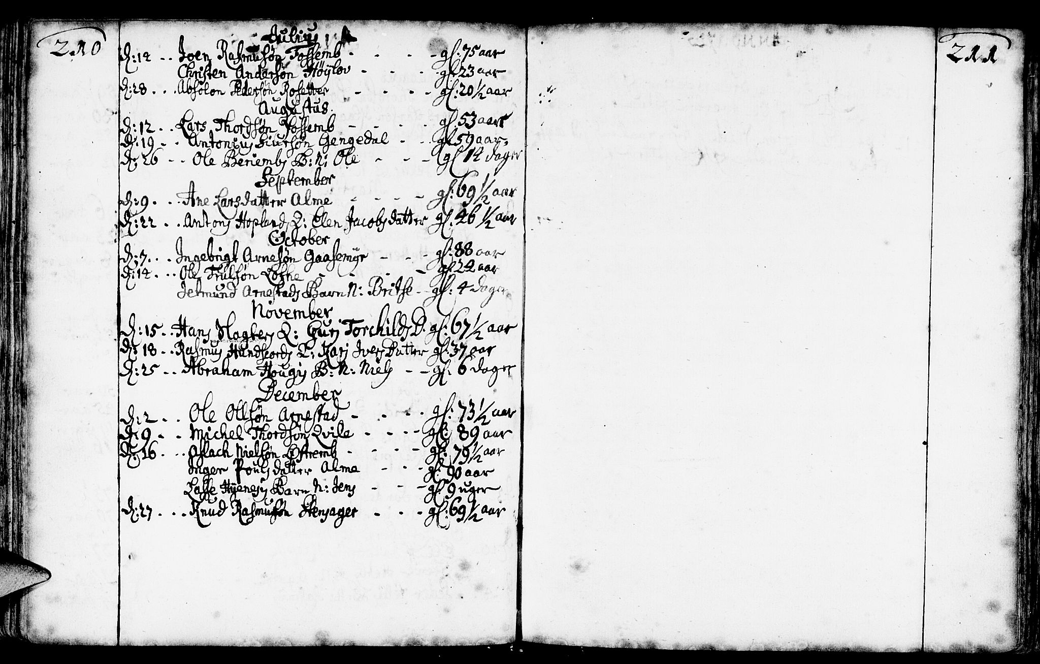 Gloppen sokneprestembete, SAB/A-80101/H/Haa/Haaa/L0002: Parish register (official) no. A 2, 1712-1735, p. 210-211