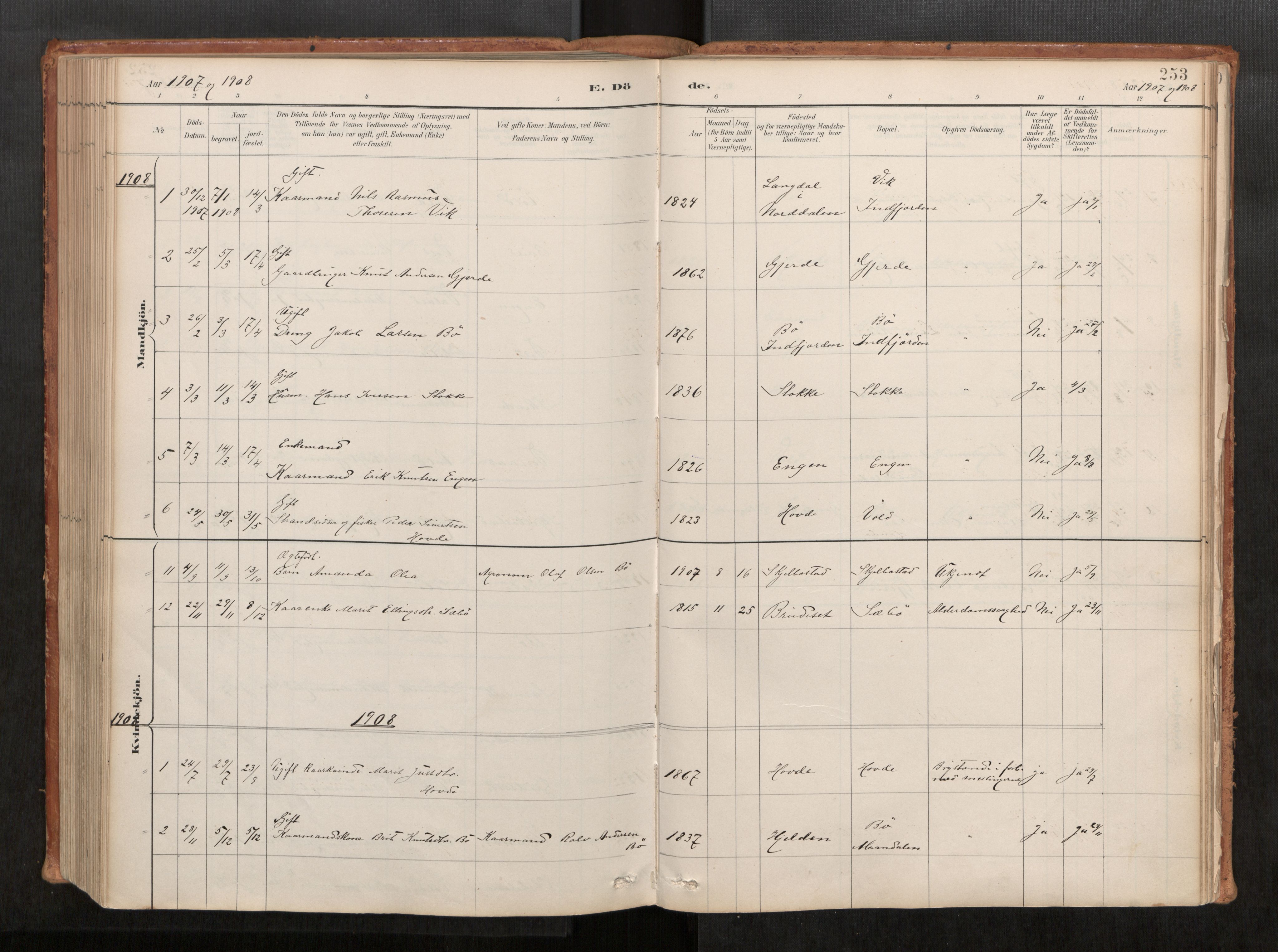 Ministerialprotokoller, klokkerbøker og fødselsregistre - Møre og Romsdal, SAT/A-1454/543/L0568: Parish register (official) no. 543A03, 1885-1915, p. 253