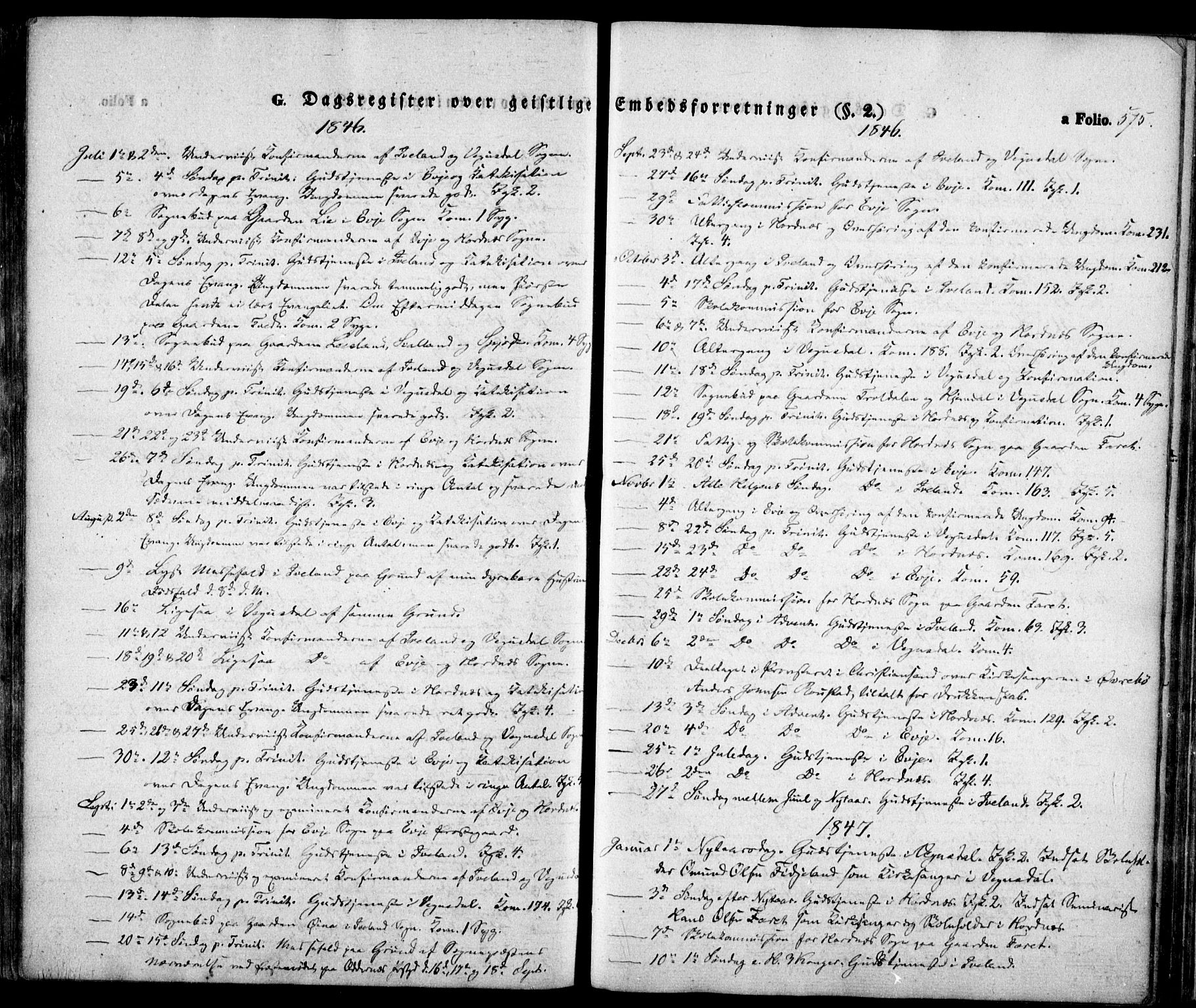 Evje sokneprestkontor, SAK/1111-0008/F/Fa/Faa/L0005: Parish register (official) no. A 5, 1843-1865, p. 575