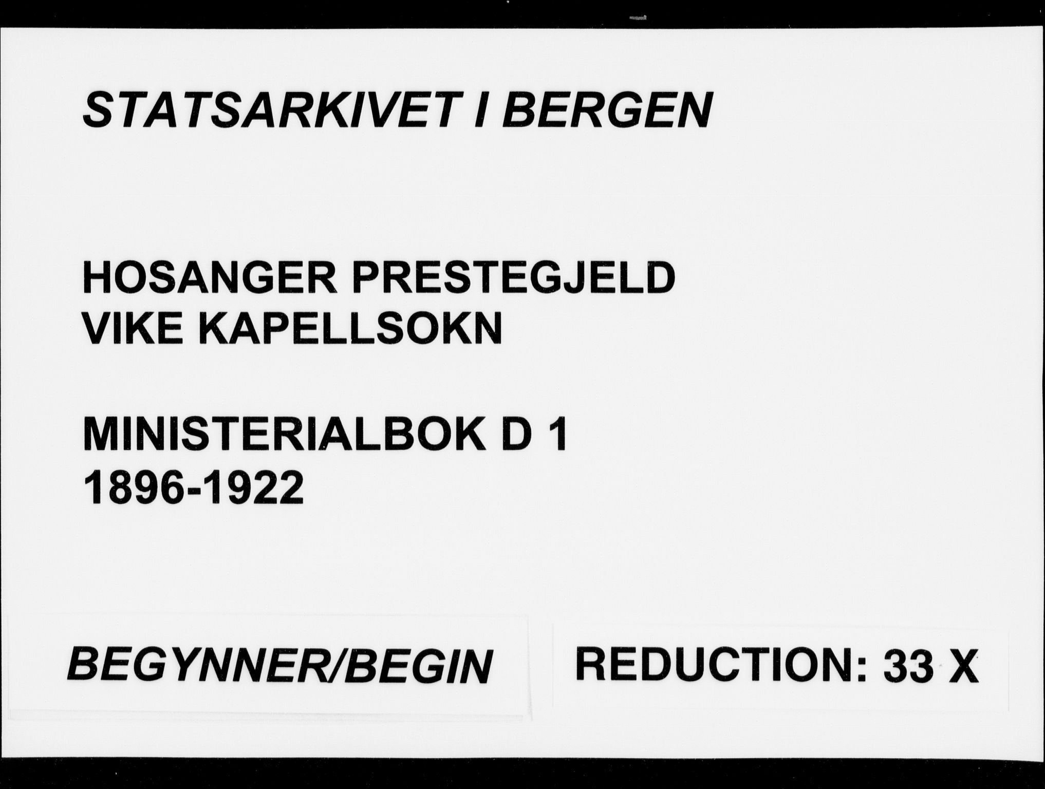 Hosanger sokneprestembete, AV/SAB-A-75801/H/Haa: Parish register (official) no. D  1, 1896-1922