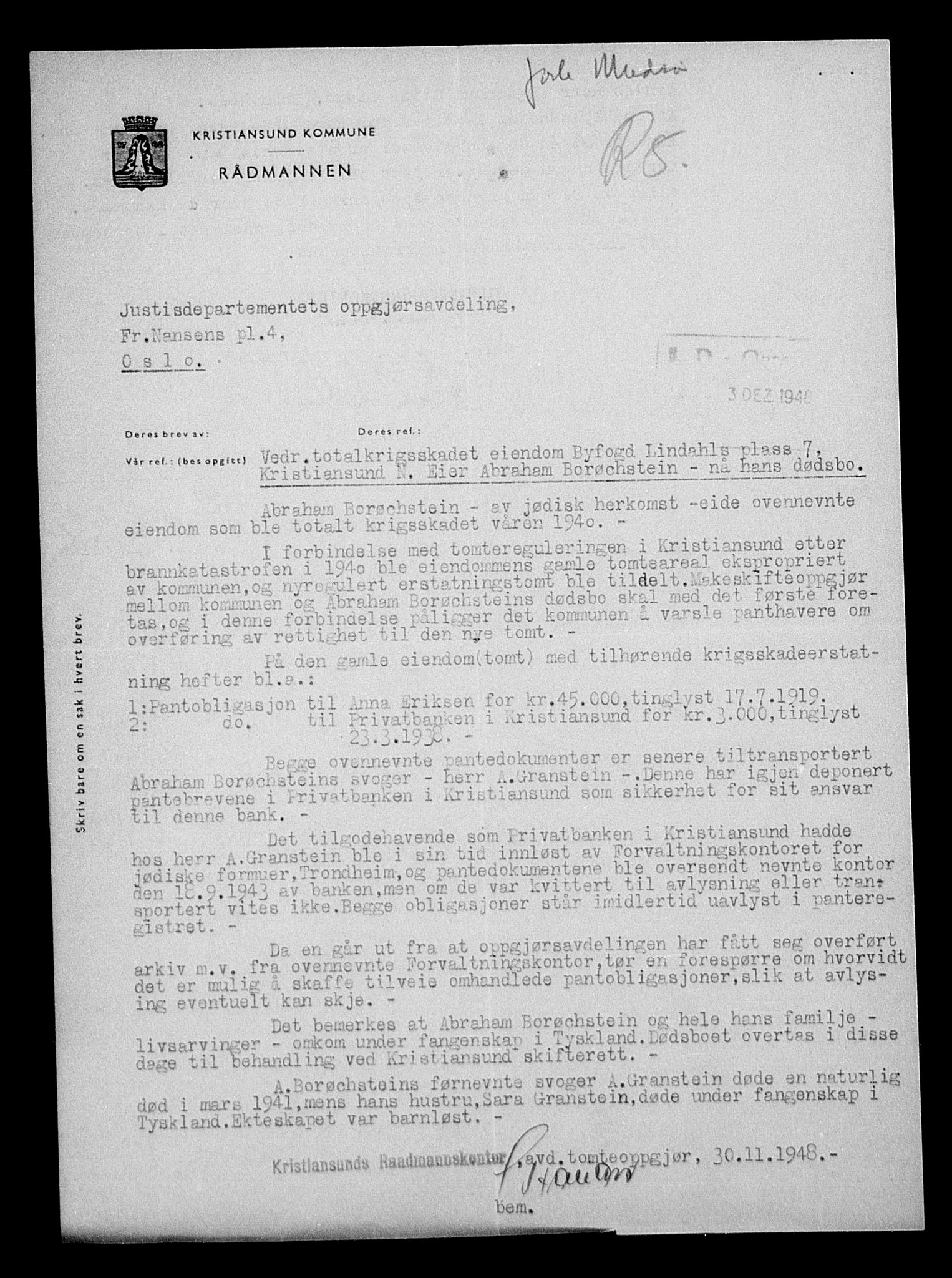 Justisdepartementet, Tilbakeføringskontoret for inndratte formuer, AV/RA-S-1564/H/Hc/Hcb/L0913: --, 1945-1947, p. 483