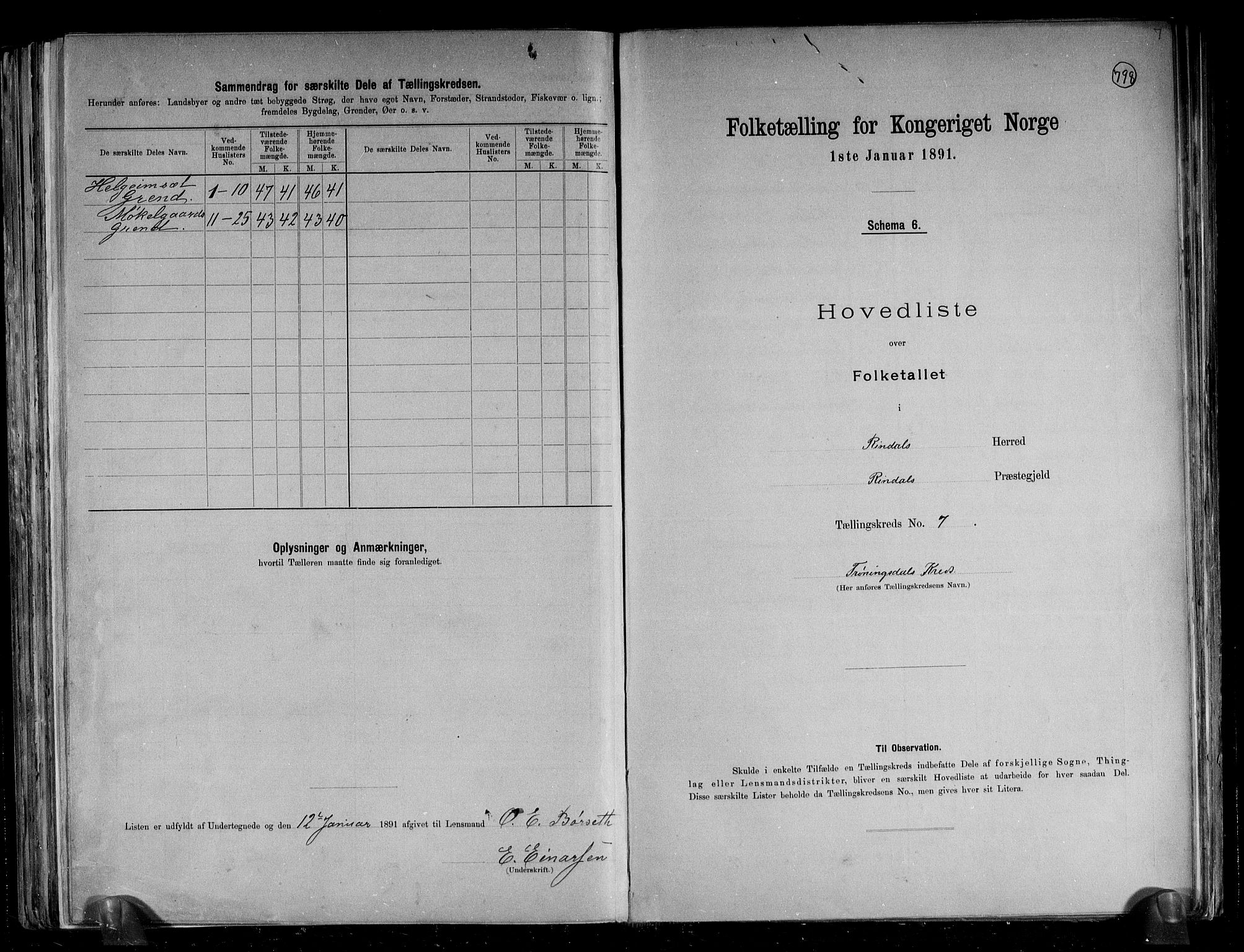 RA, 1891 census for 1567 Rindal, 1891, p. 16