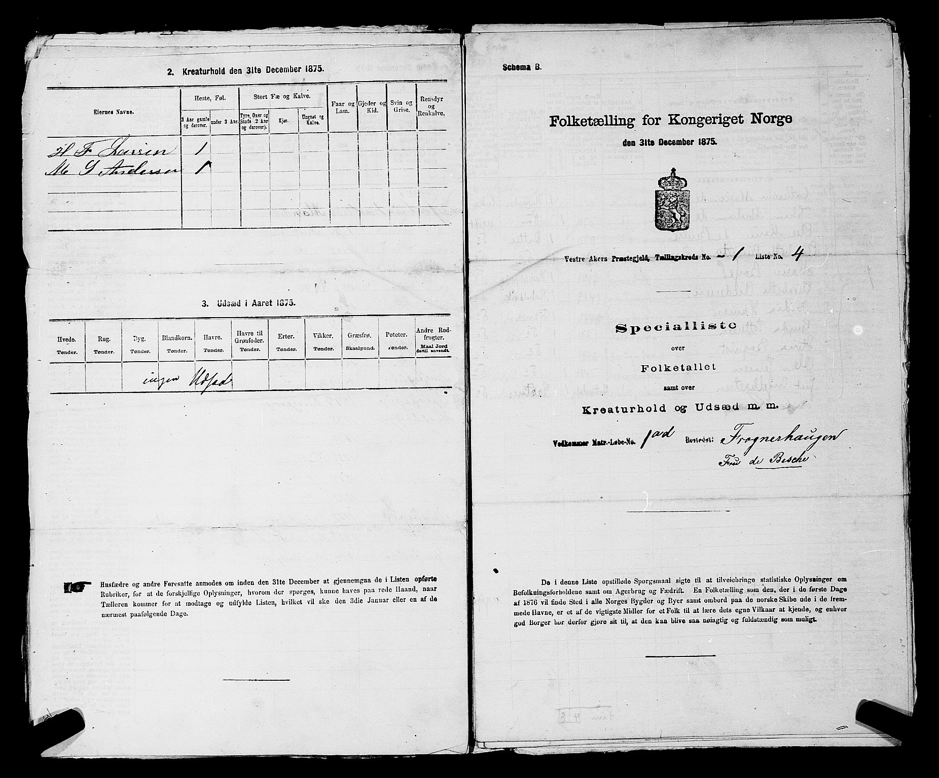 RA, 1875 census for 0218aP Vestre Aker, 1875, p. 159