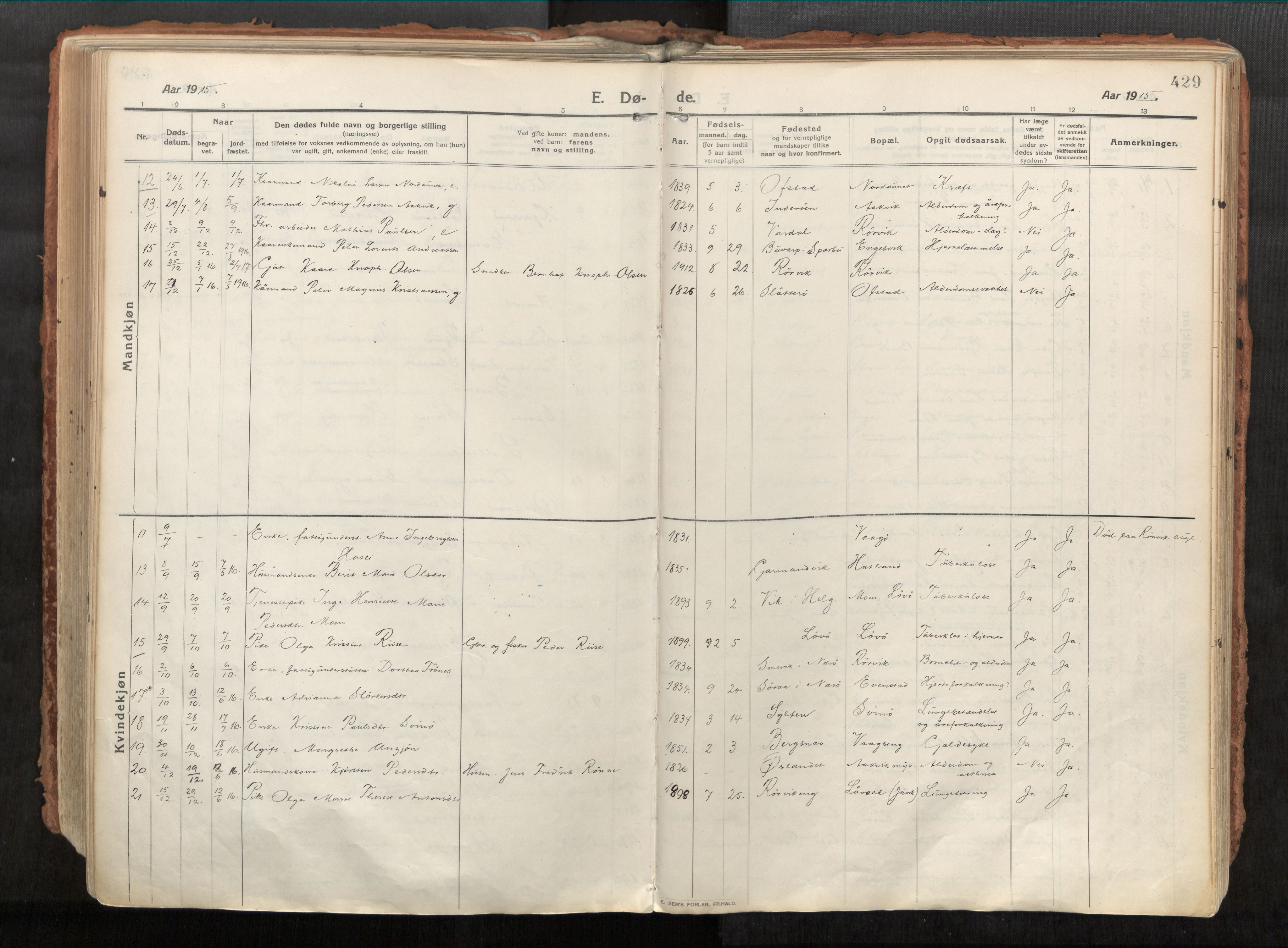 Vikna sokneprestkontor, AV/SAT-A-1173/1/I/I1/I1a/L0001: Parish register (official) no. 1, 1913-1934, p. 429