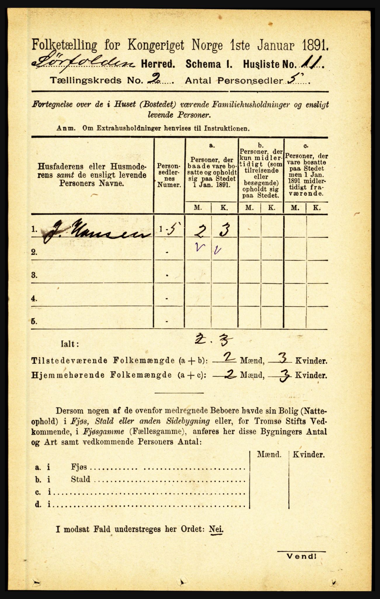 RA, 1891 census for 1845 Sørfold, 1891, p. 184