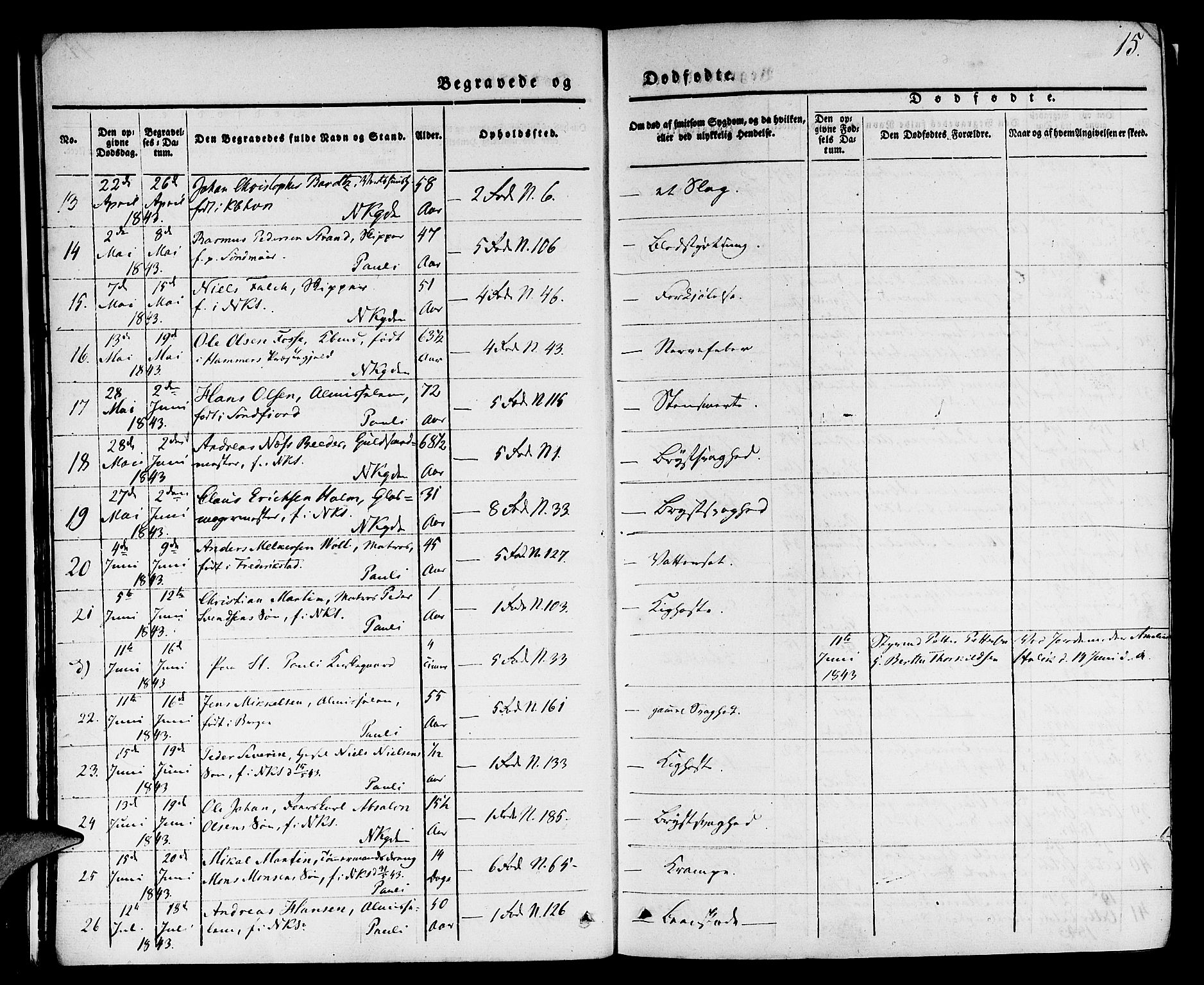 Nykirken Sokneprestembete, AV/SAB-A-77101/H/Hab: Parish register (copy) no. E 1, 1840-1866, p. 15