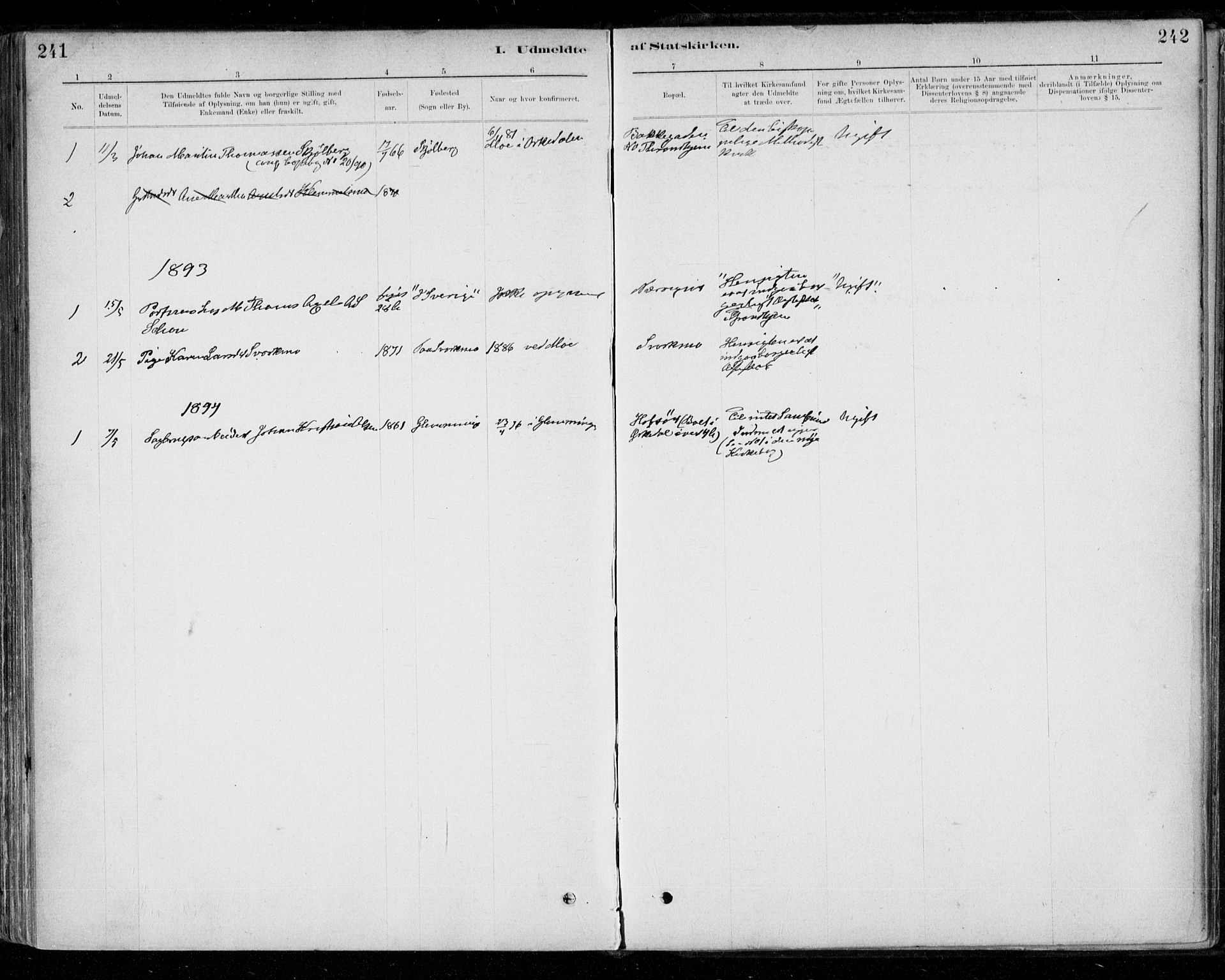 Ministerialprotokoller, klokkerbøker og fødselsregistre - Sør-Trøndelag, AV/SAT-A-1456/668/L0810: Parish register (official) no. 668A10, 1881-1894, p. 242