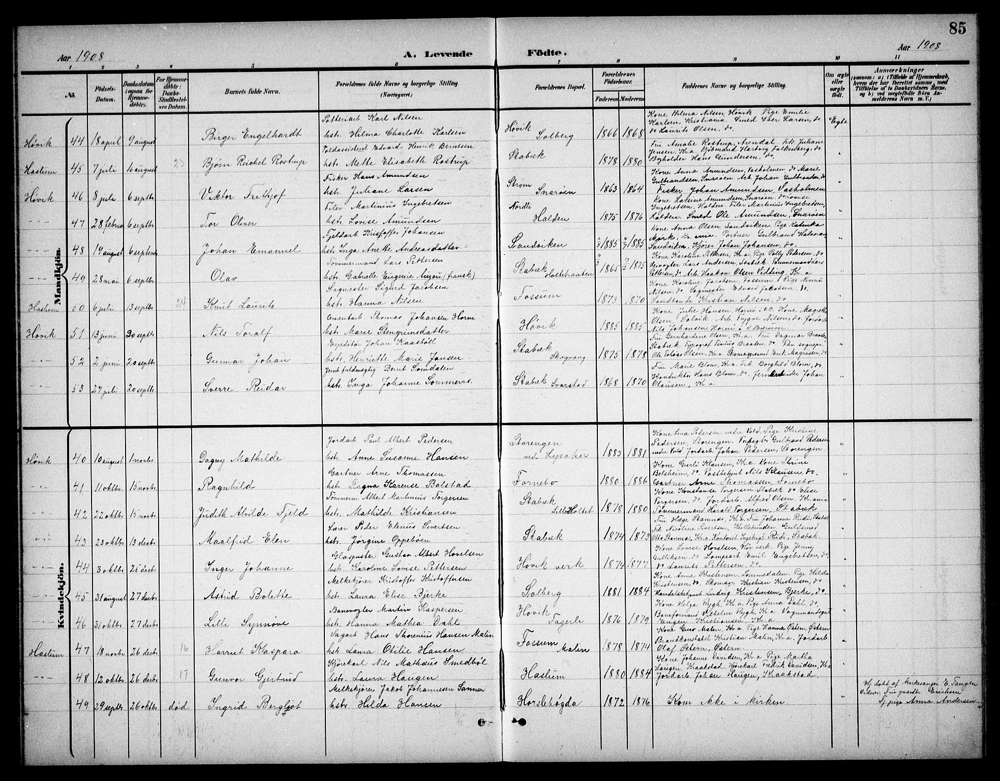 Østre Bærum prestekontor Kirkebøker, AV/SAO-A-10887/G/Ga/L0001: Parish register (copy) no. 1, 1898-1913, p. 85