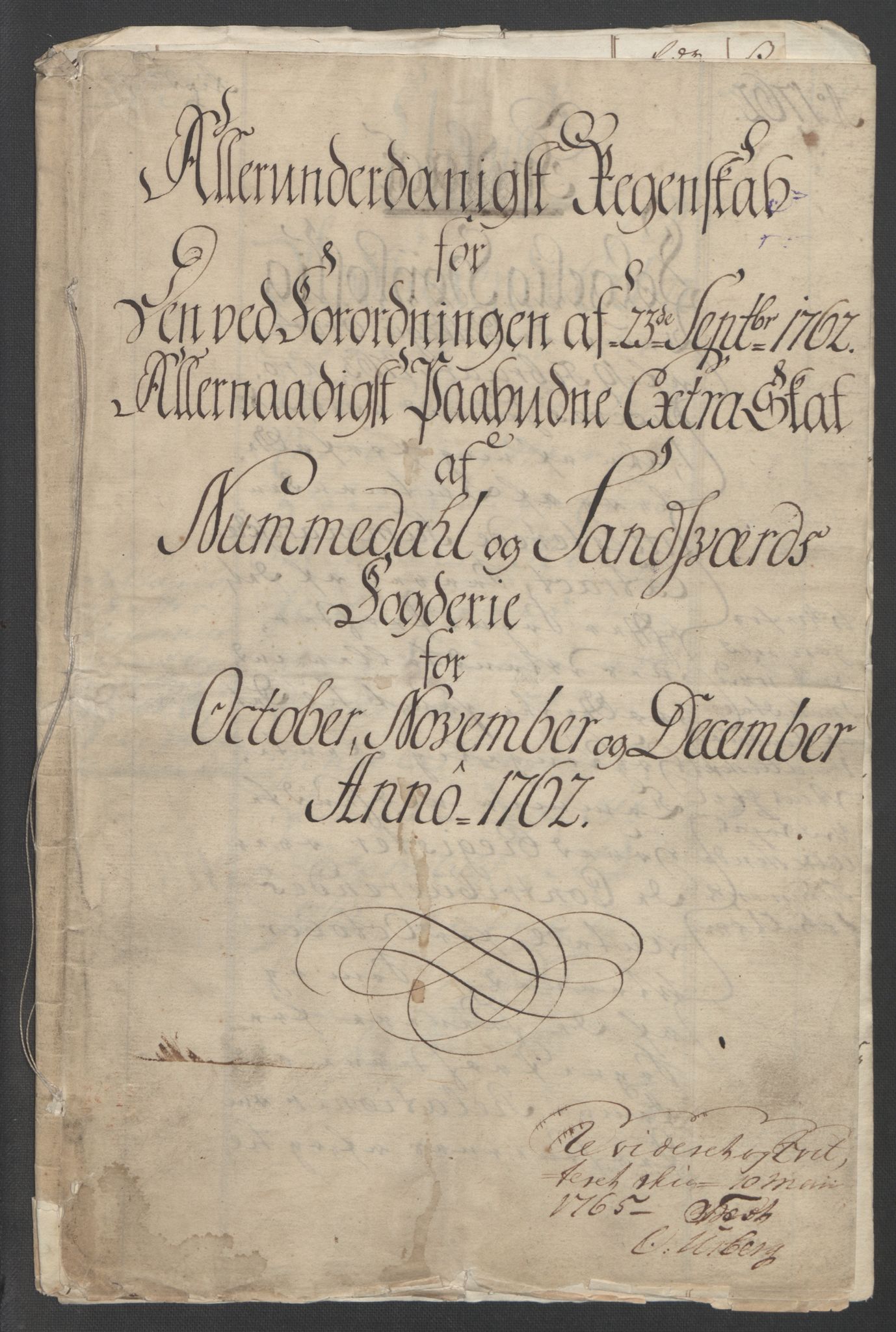 Rentekammeret inntil 1814, Reviderte regnskaper, Fogderegnskap, RA/EA-4092/R24/L1672: Ekstraskatten Numedal og Sandsvær, 1762-1767, p. 3