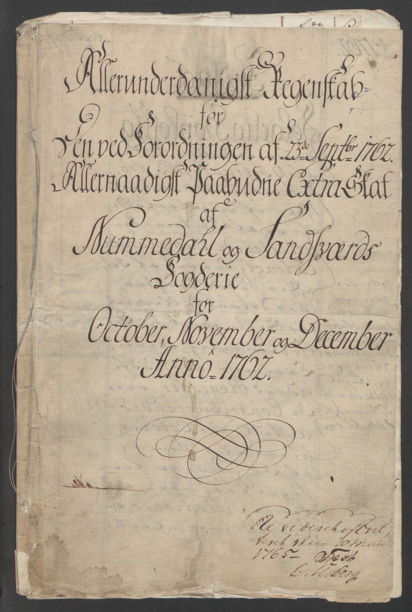 Rentekammeret inntil 1814, Reviderte regnskaper, Fogderegnskap, AV/RA-EA-4092/R24/L1672: Ekstraskatten Numedal og Sandsvær, 1762-1767, p. 3