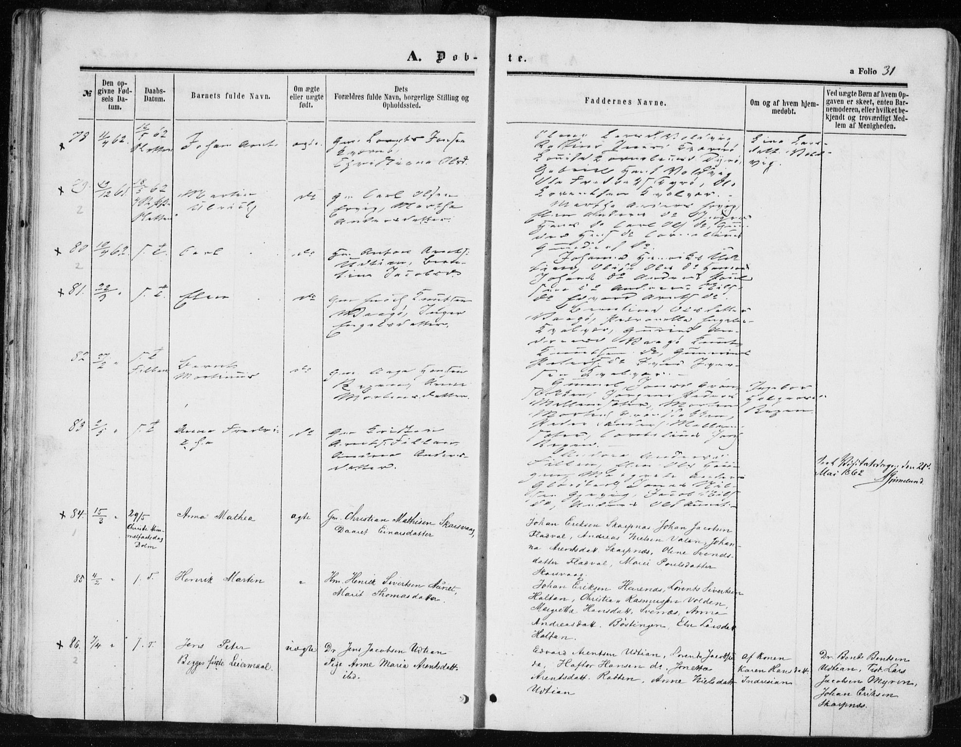 Ministerialprotokoller, klokkerbøker og fødselsregistre - Sør-Trøndelag, SAT/A-1456/634/L0531: Parish register (official) no. 634A07, 1861-1870, p. 31