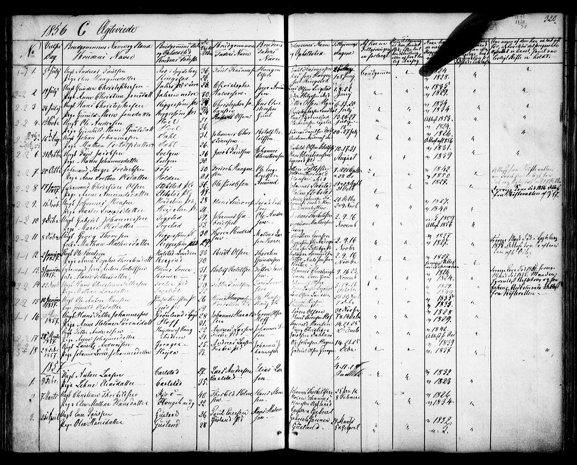Hobøl prestekontor Kirkebøker, AV/SAO-A-2002/F/Fa/L0003: Parish register (official) no. I 3, 1842-1864, p. 320