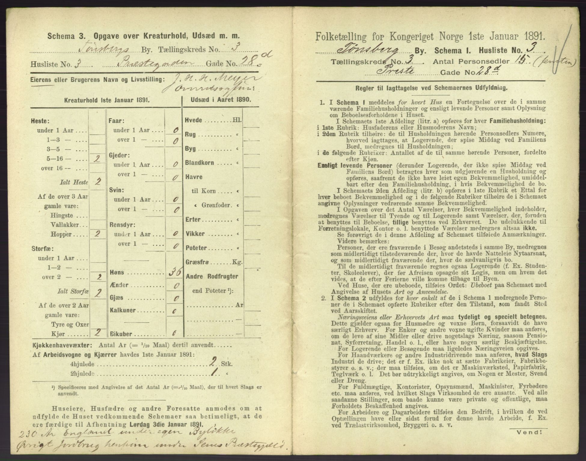 RA, 1891 census for 0705 Tønsberg, 1891, p. 154