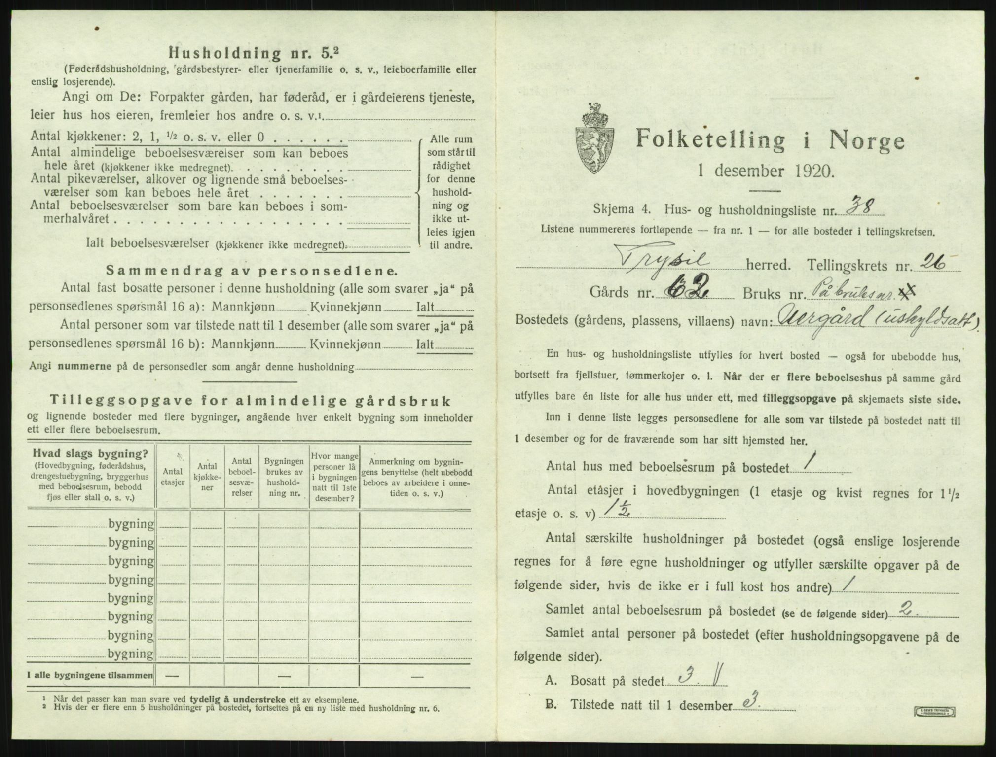 SAH, 1920 census for Trysil, 1920, p. 2529