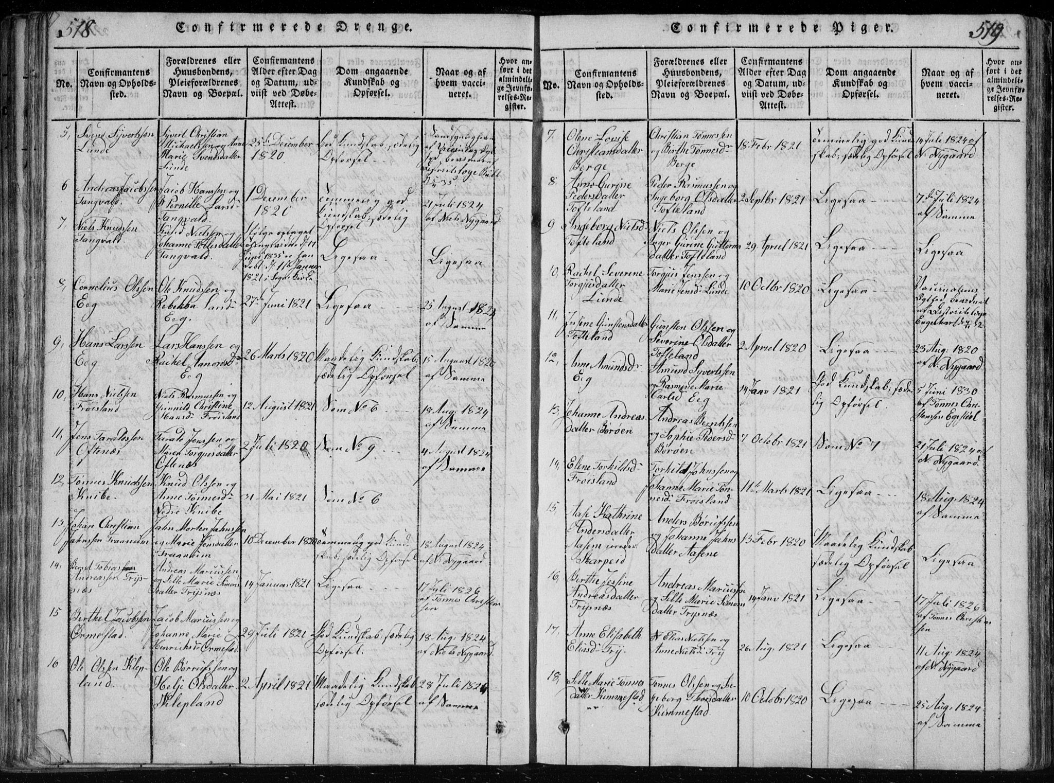 Søgne sokneprestkontor, SAK/1111-0037/F/Fb/Fbb/L0002: Parish register (copy) no. B 2, 1821-1838, p. 518-519