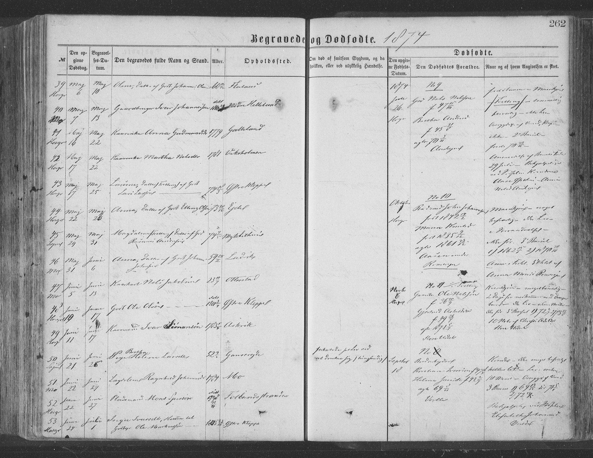 Hosanger sokneprestembete, SAB/A-75801/H/Haa: Parish register (official) no. A 9, 1864-1876, p. 262