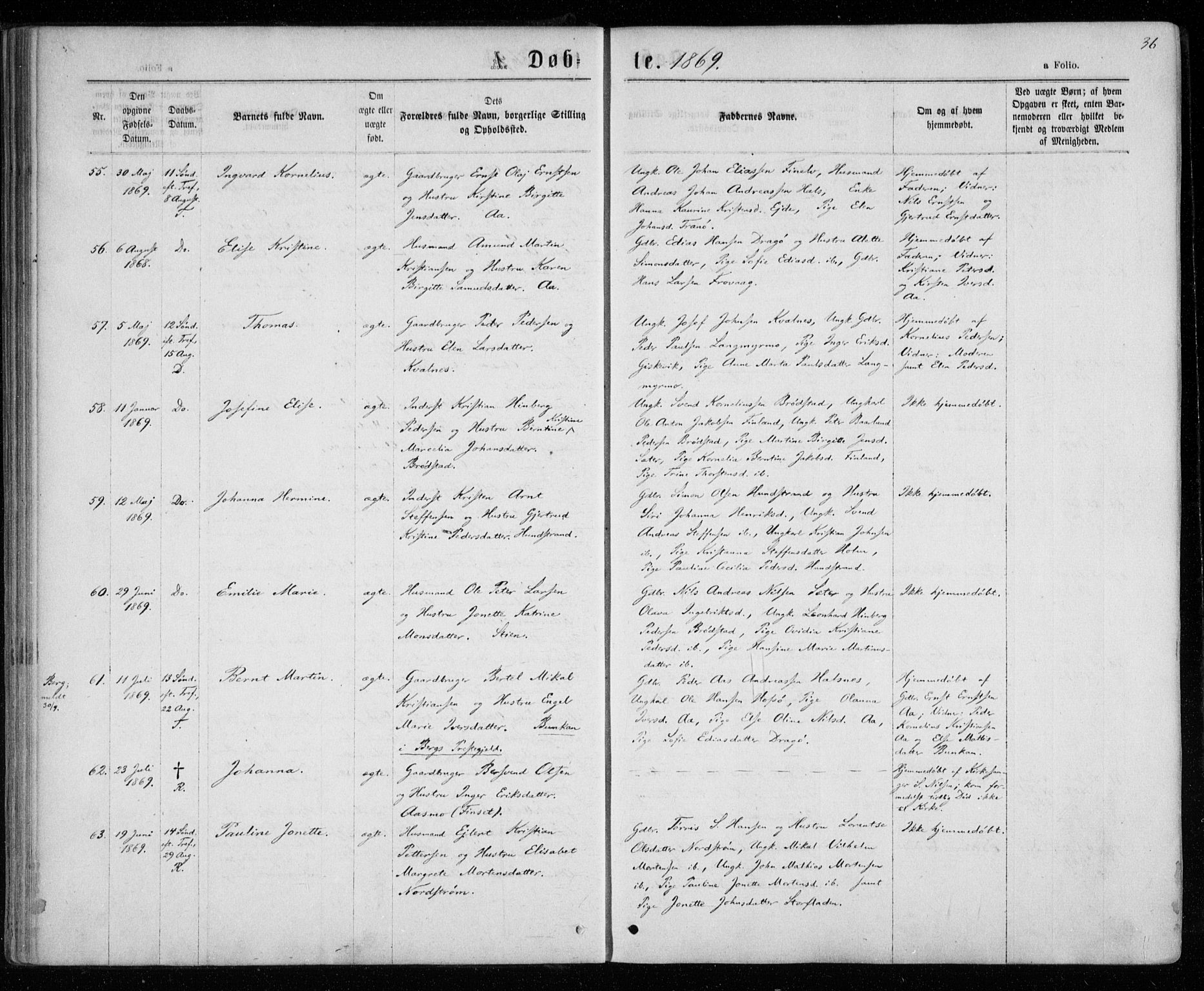 Tranøy sokneprestkontor, AV/SATØ-S-1313/I/Ia/Iaa/L0008kirke: Parish register (official) no. 8, 1867-1877, p. 36