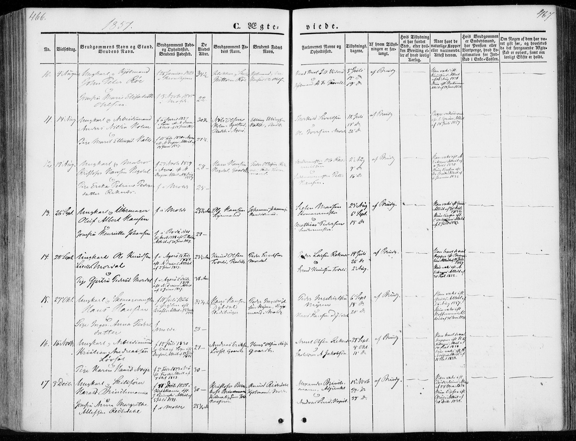 Ministerialprotokoller, klokkerbøker og fødselsregistre - Møre og Romsdal, AV/SAT-A-1454/558/L0689: Parish register (official) no. 558A03, 1843-1872, p. 466-467