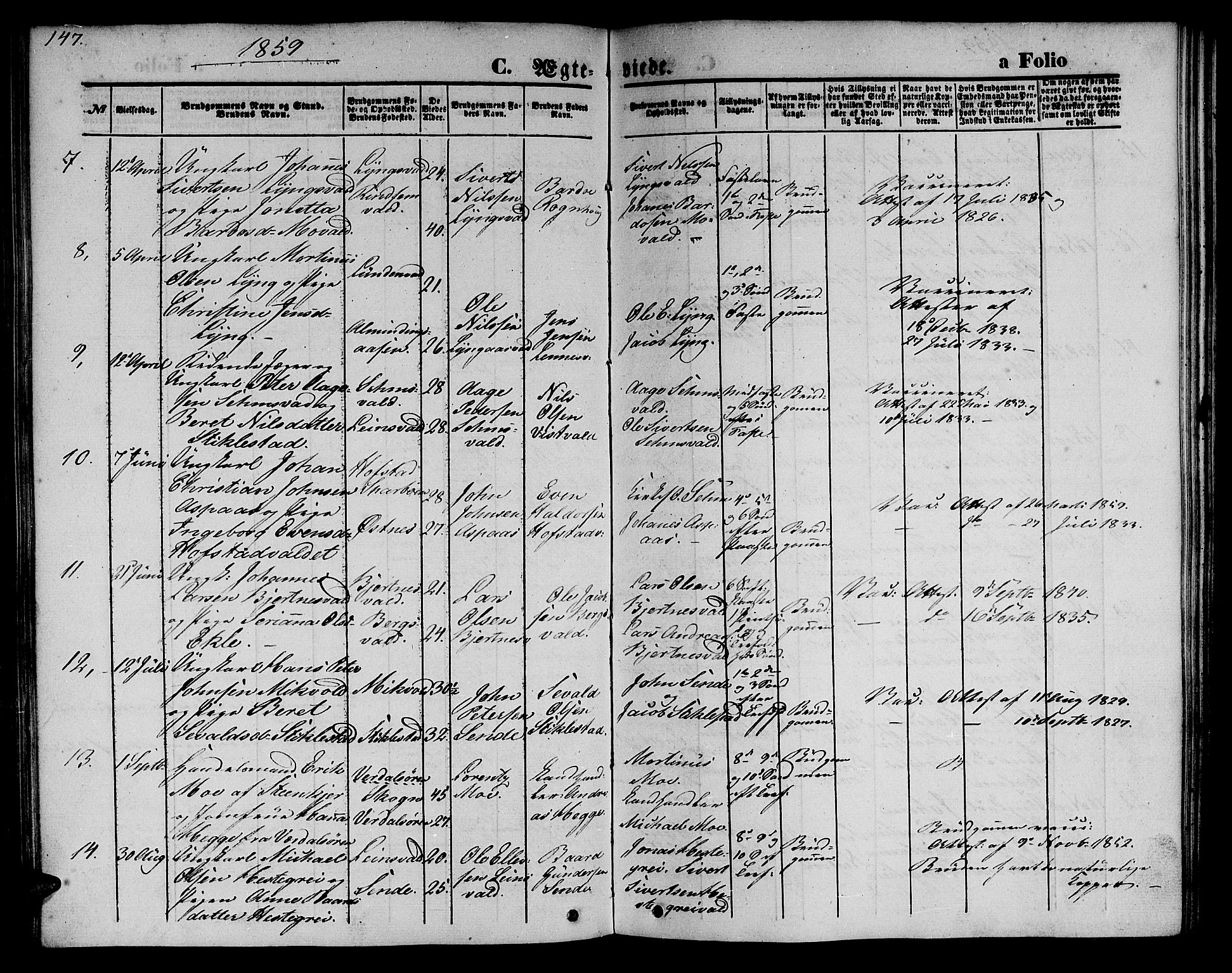 Ministerialprotokoller, klokkerbøker og fødselsregistre - Nord-Trøndelag, SAT/A-1458/723/L0254: Parish register (copy) no. 723C02, 1858-1868, p. 147
