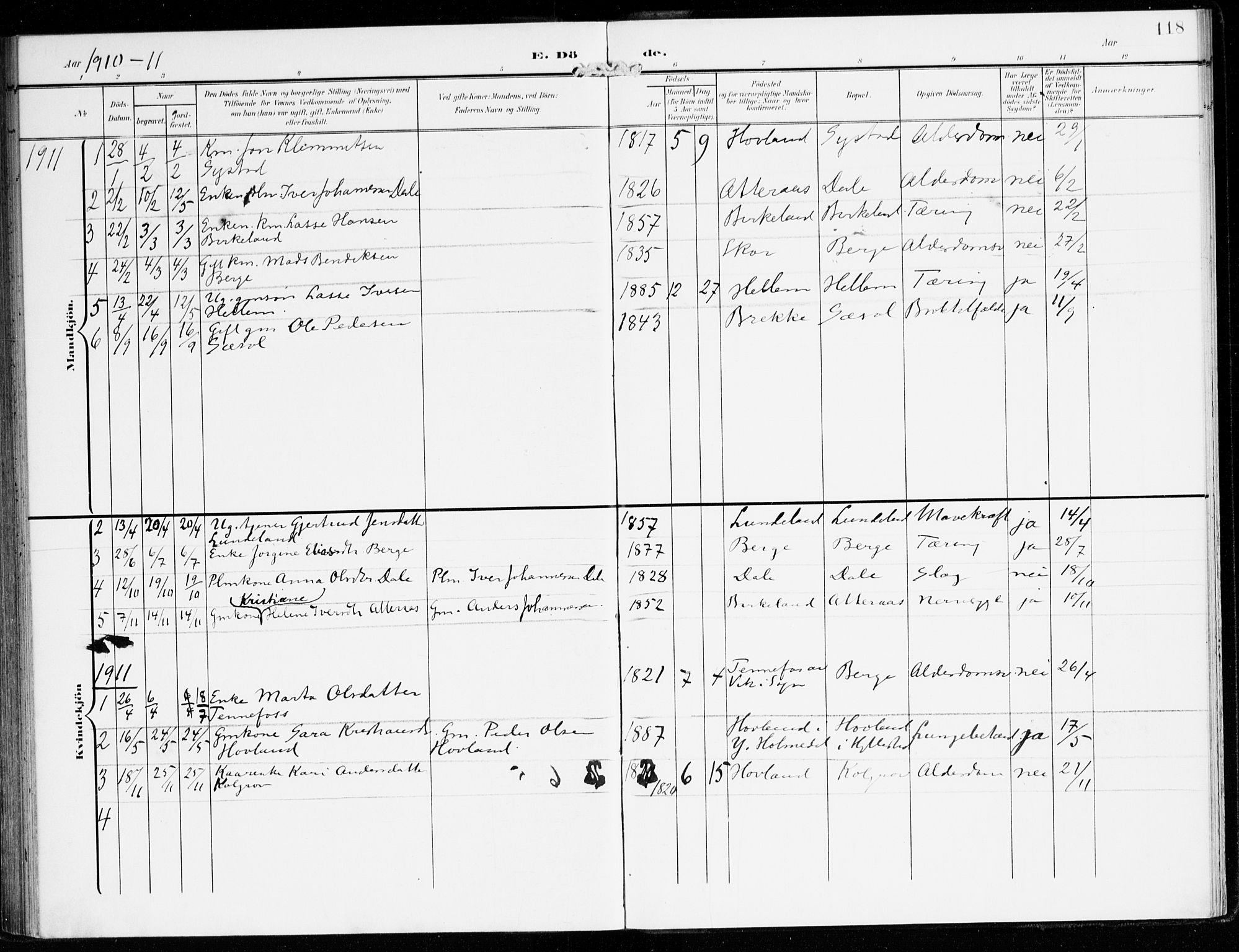Hyllestad sokneprestembete, SAB/A-80401: Parish register (official) no. B 2, 1903-1917, p. 118