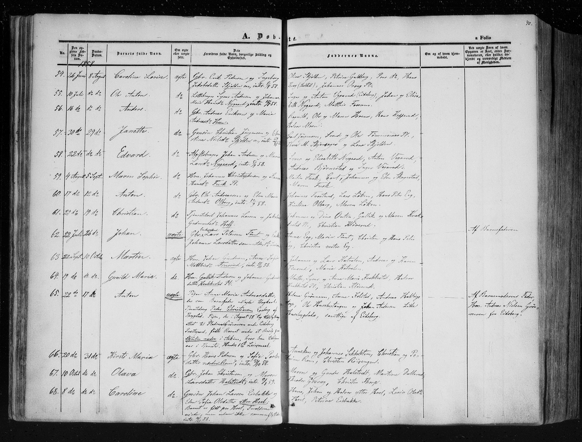 Askim prestekontor Kirkebøker, SAO/A-10900/F/Fa/L0005: Parish register (official) no. 5, 1847-1879, p. 40