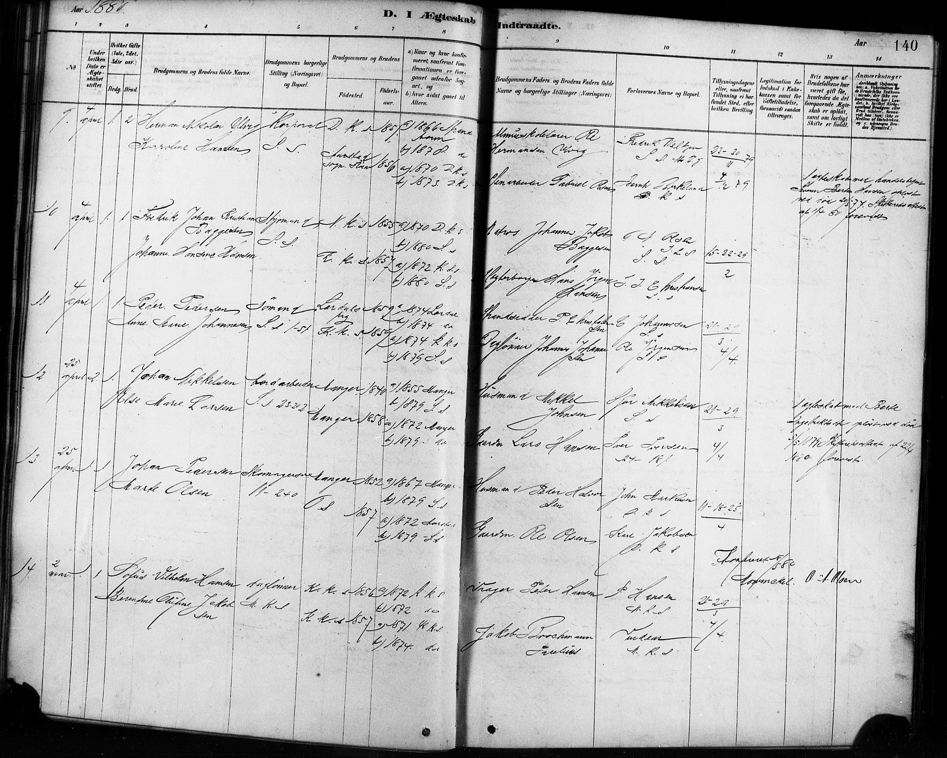 Sandviken Sokneprestembete, AV/SAB-A-77601/H/Ha/L0002: Parish register (official) no. A 2, 1878-1896, p. 140