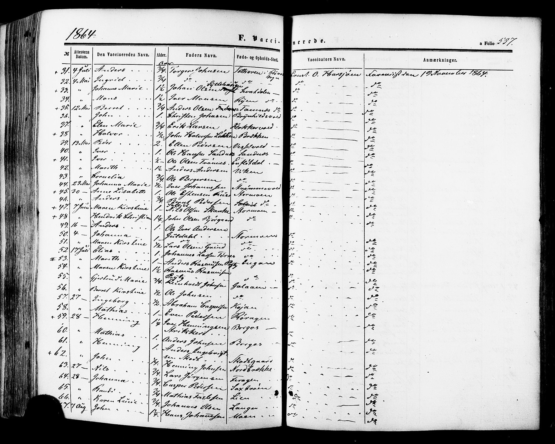 Ministerialprotokoller, klokkerbøker og fødselsregistre - Sør-Trøndelag, SAT/A-1456/681/L0932: Parish register (official) no. 681A10, 1860-1878, p. 557