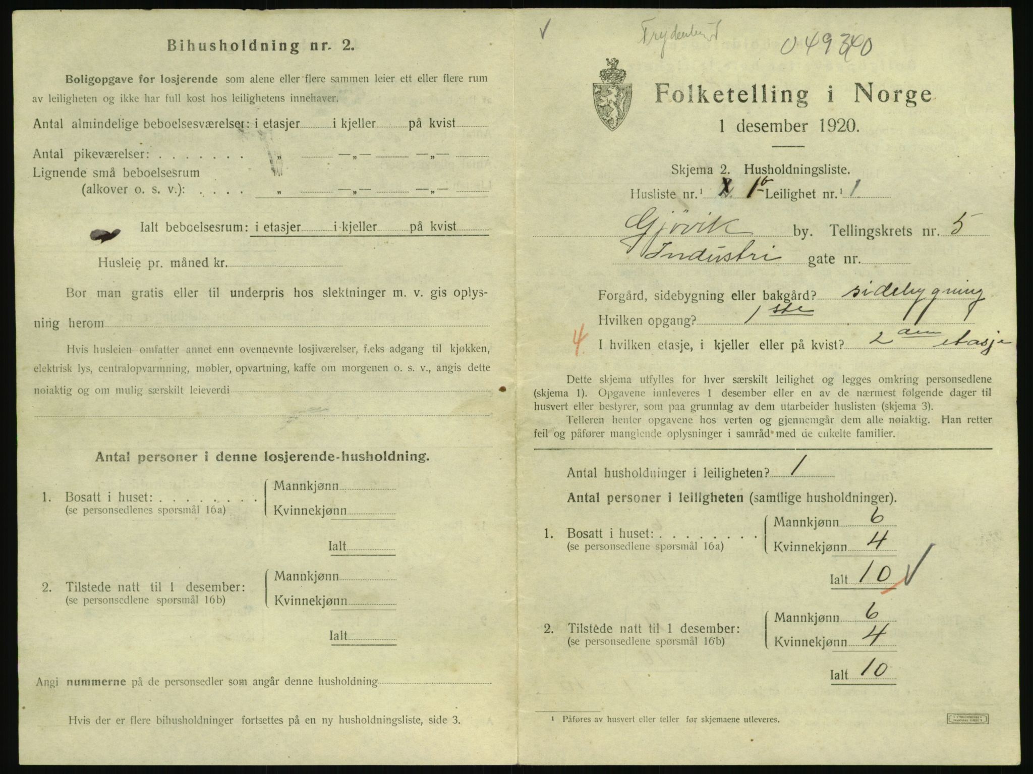 SAH, 1920 census for Gjøvik, 1920, p. 2218