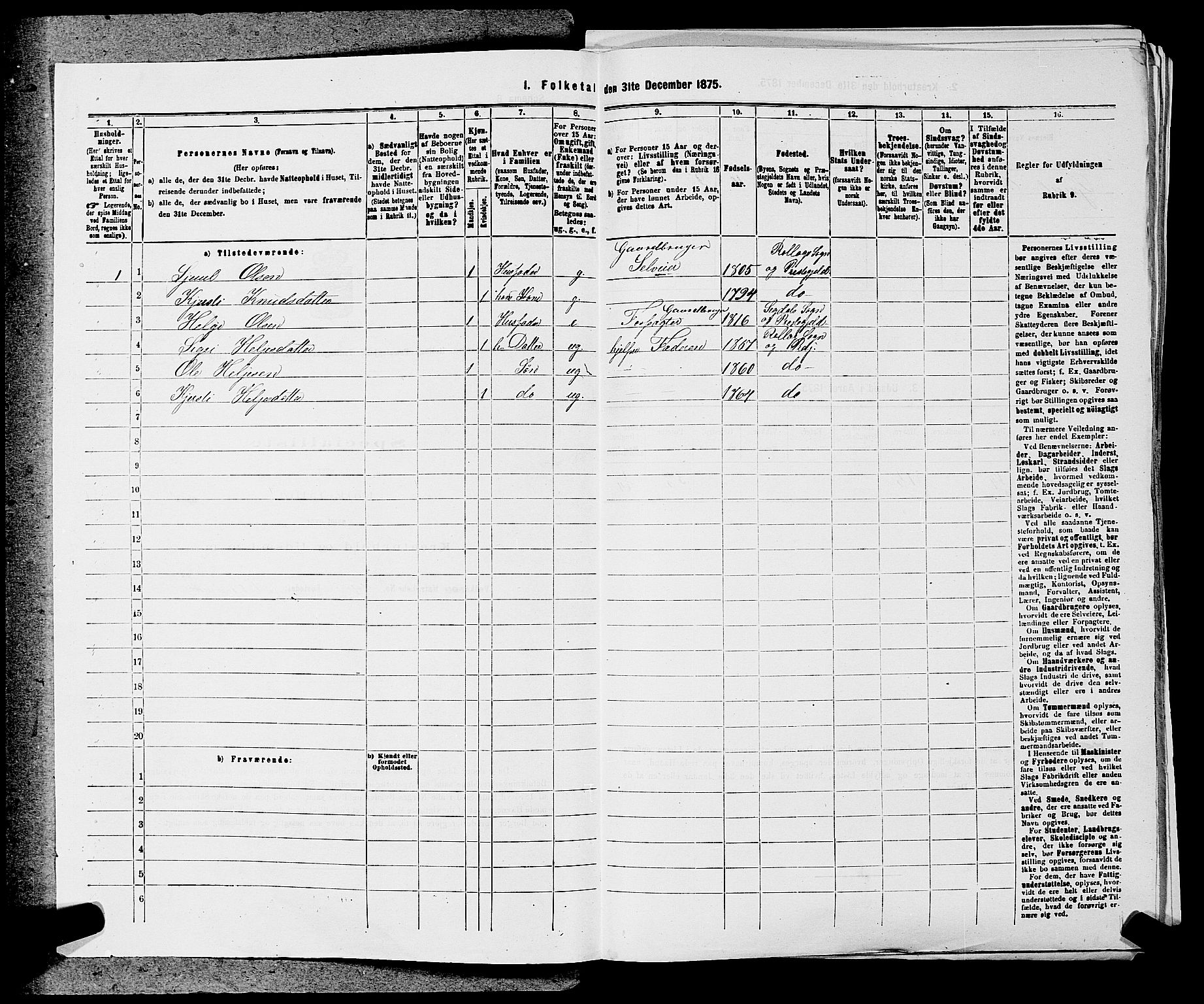 SAKO, 1875 census for 0632P Rollag, 1875, p. 284